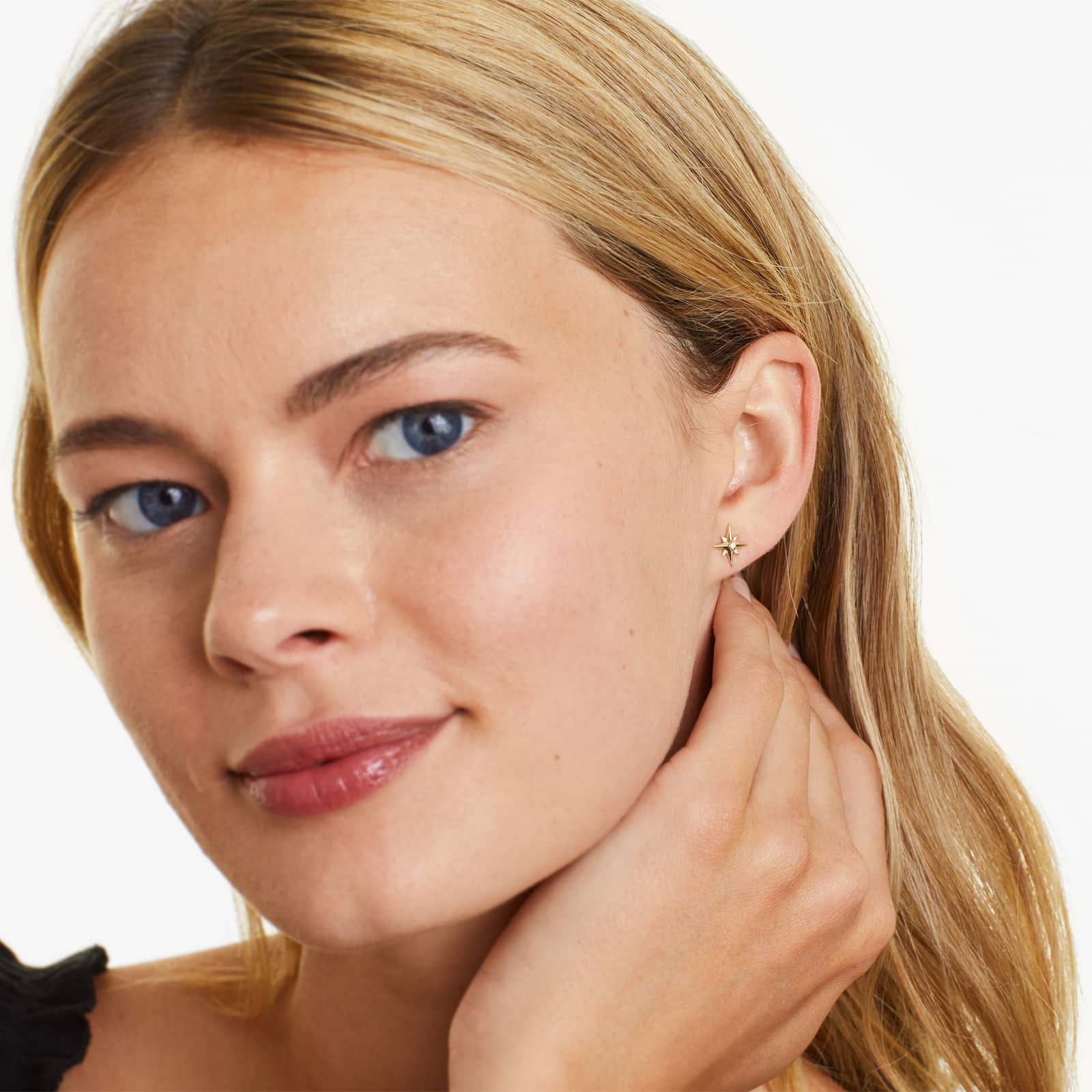 14K Yellow Gold North Star Diamond Fleck Earrings