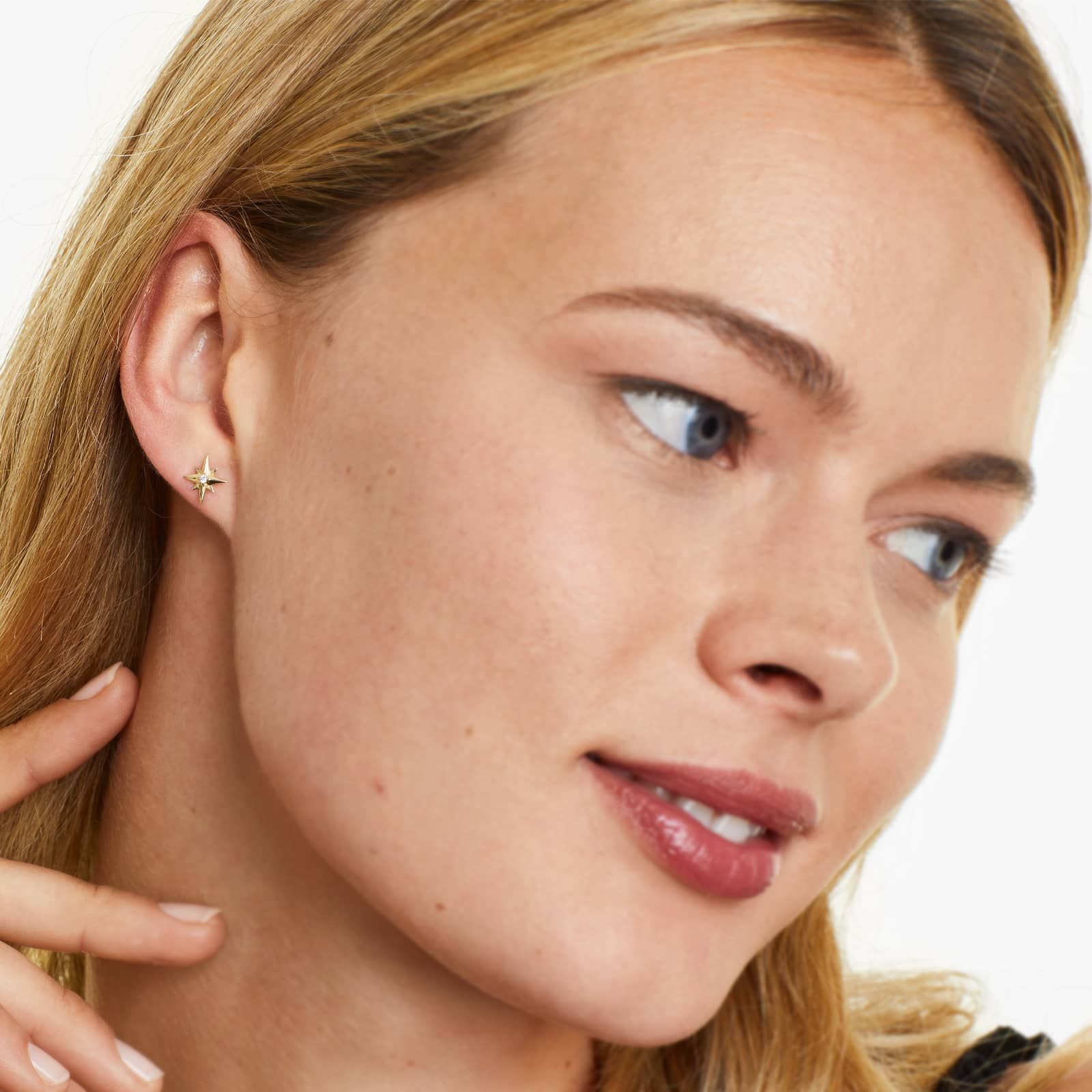 14K Yellow Gold North Star Diamond Fleck Earrings