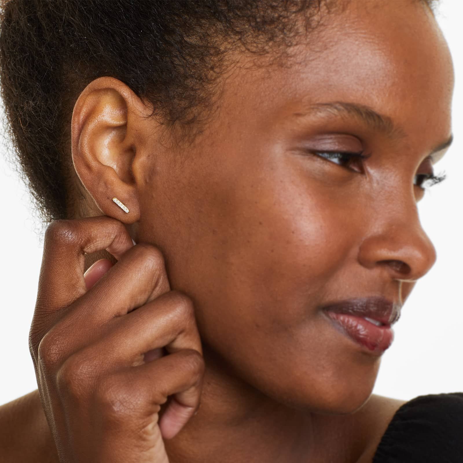 Row Diamond Earrings In 14K Yellow Gold