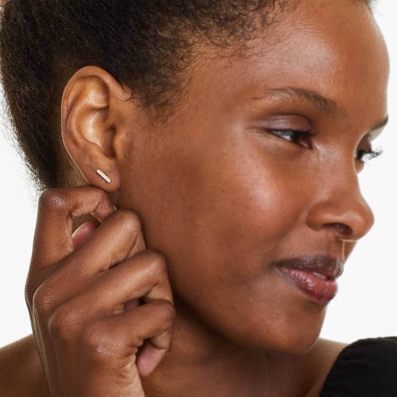 Row Diamond Earrings In 14K Yellow Gold