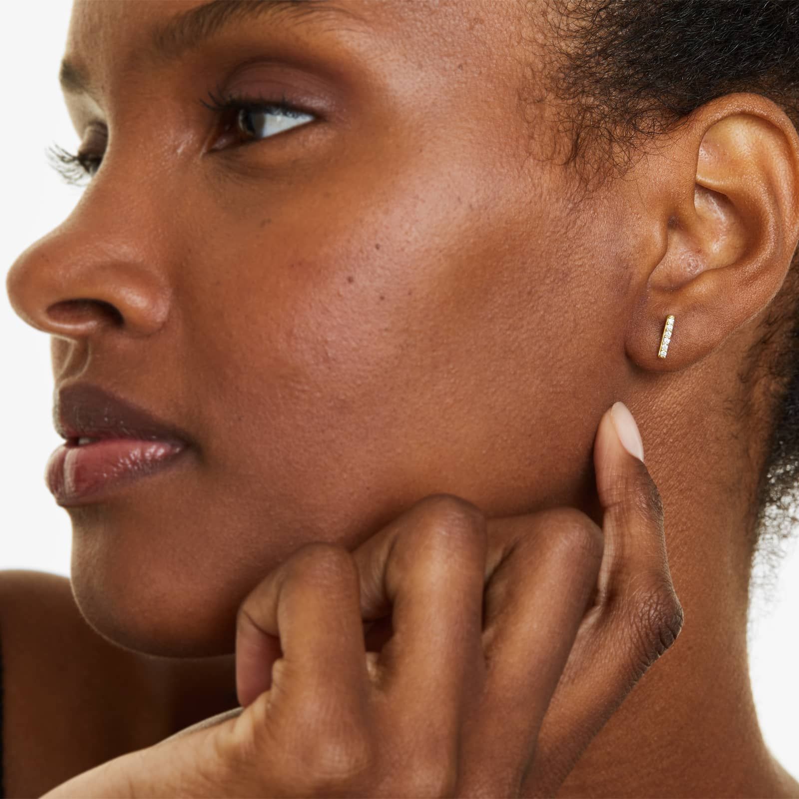 Row Diamond Earrings In 14K Yellow Gold