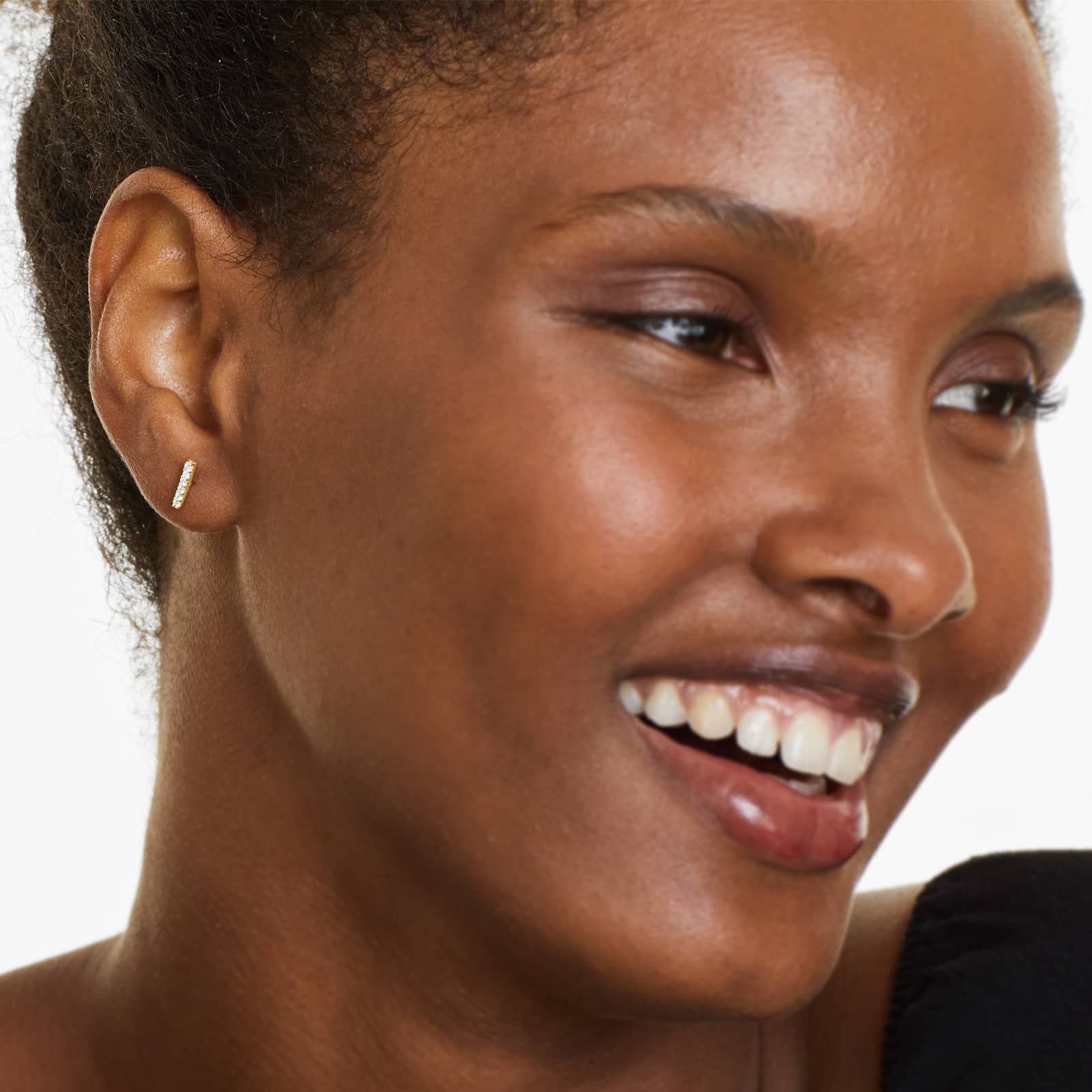 Row Diamond Earrings In 14K Yellow Gold