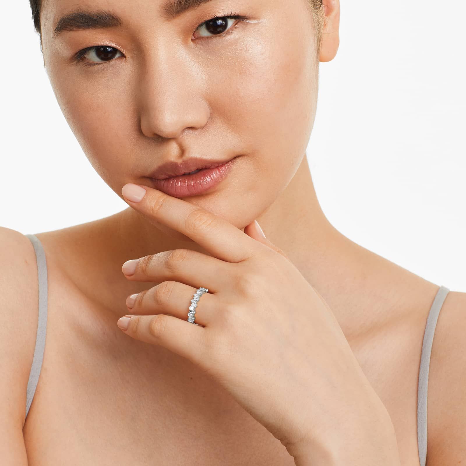 Jagged Baguette Cut Diamond Ring In 14K White Gold