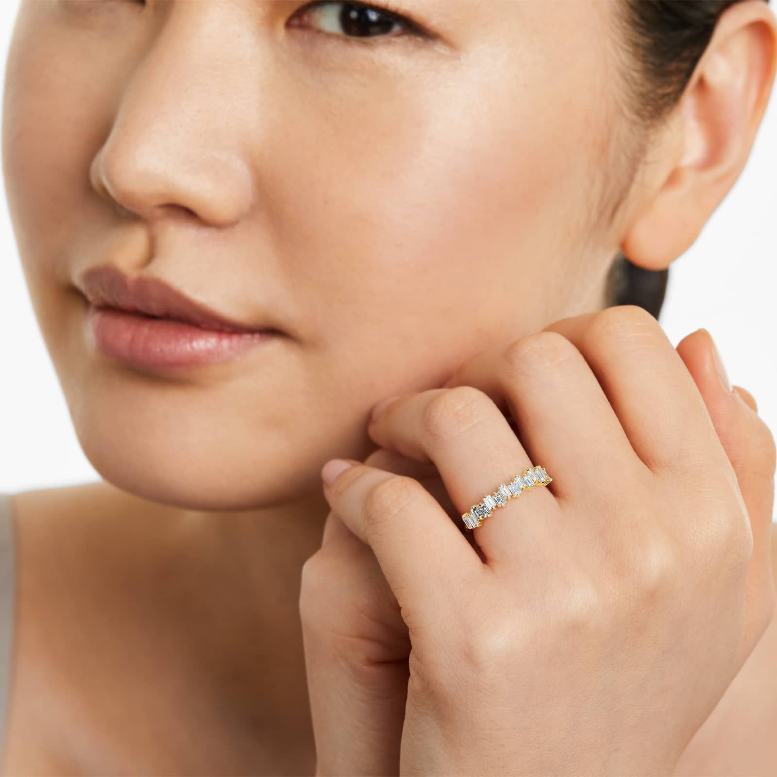 Jagged Baguette Cut Diamond Ring In 14K Yellow Gold