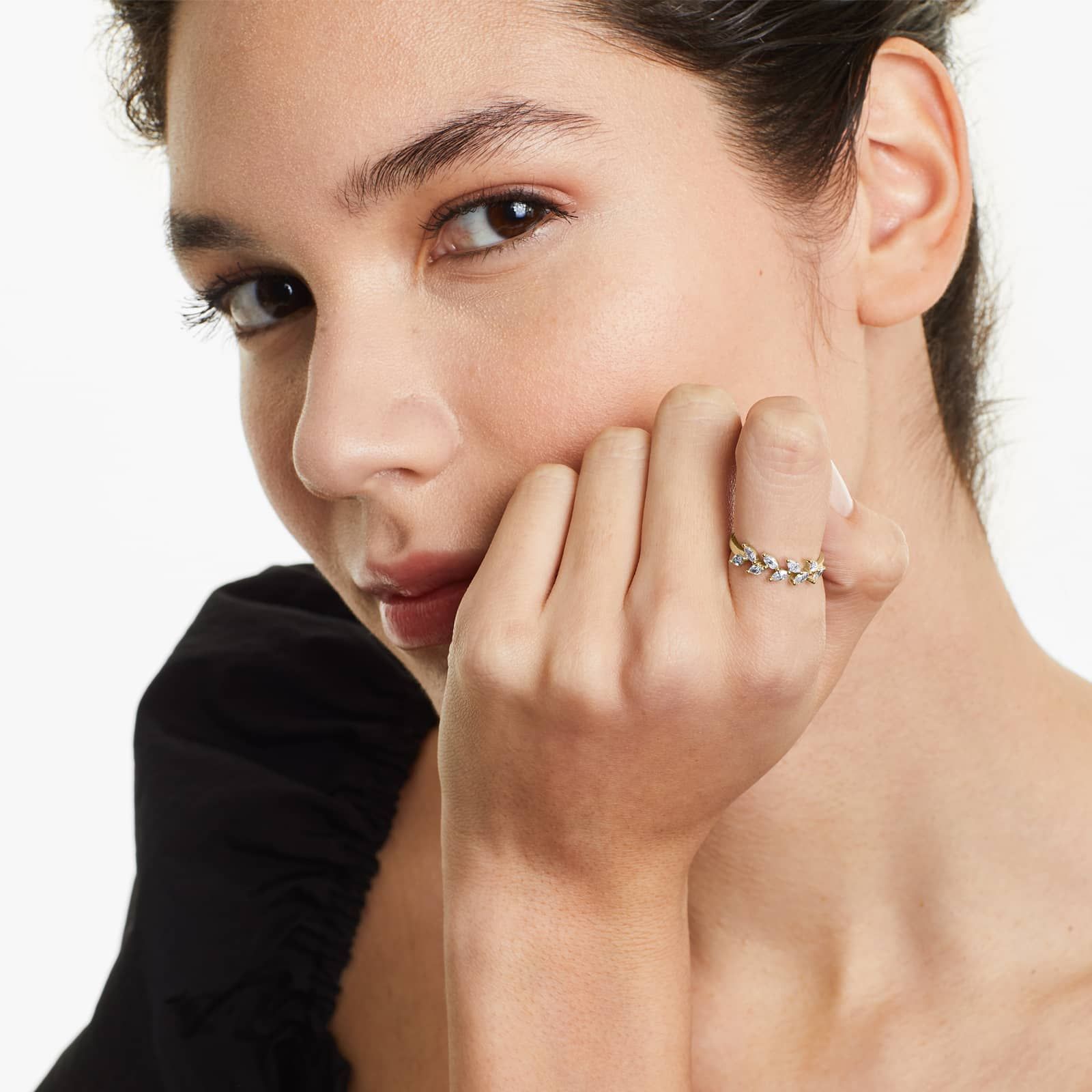 Barley Marquise Cut Diamond Ring In 14K Yellow Gold