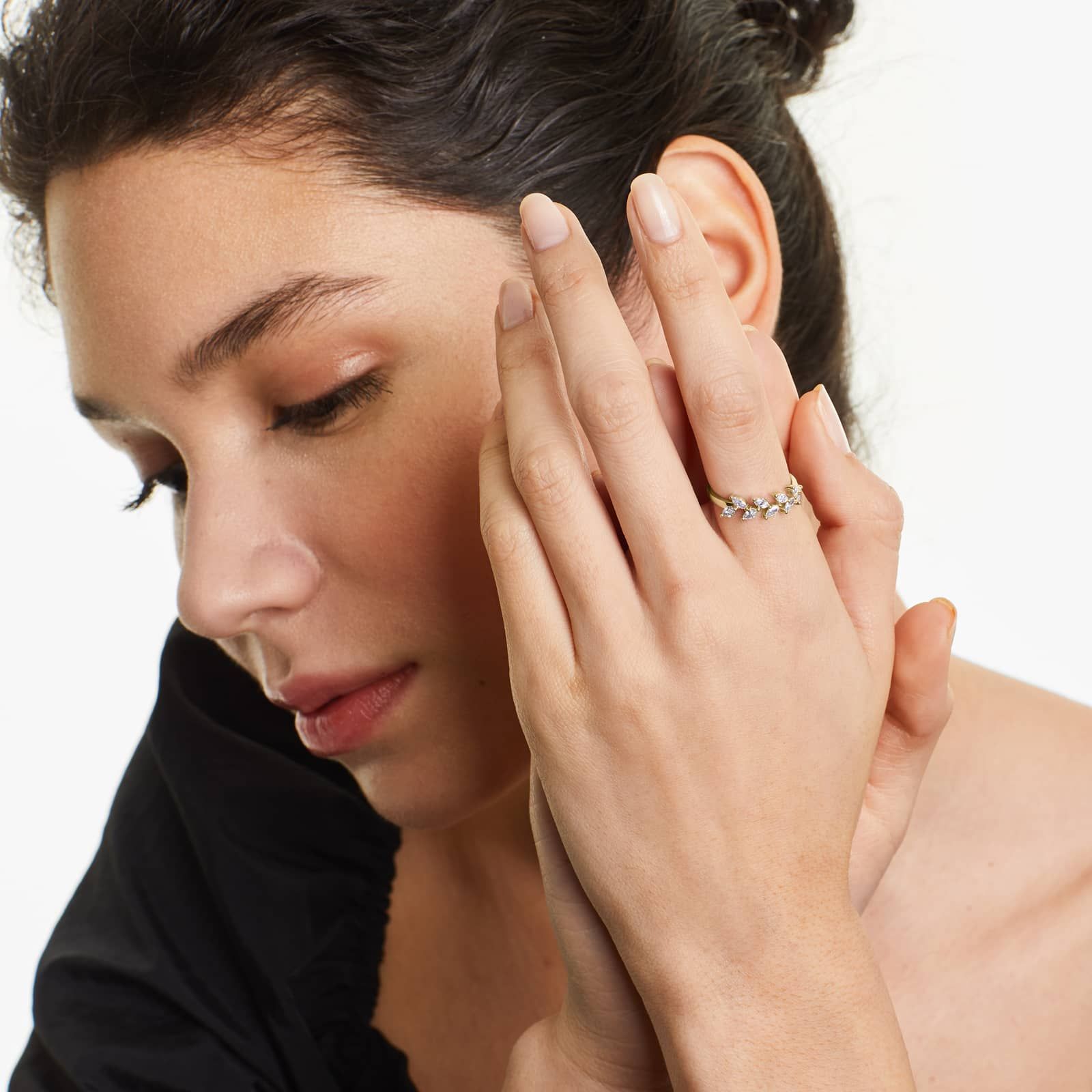 Barley Marquise Cut Diamond Ring In 14K Yellow Gold