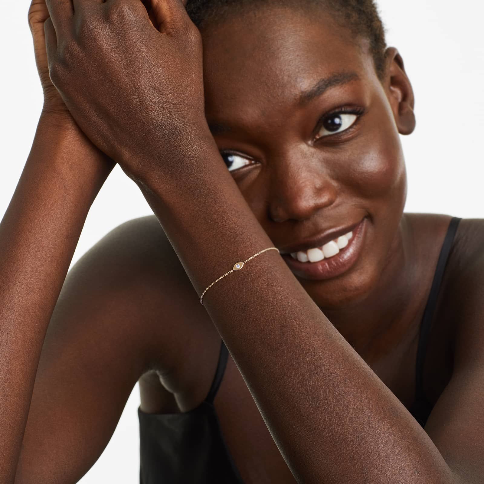 Evil Eye Bolo Diamond Bracelet In 14K Yellow Gold