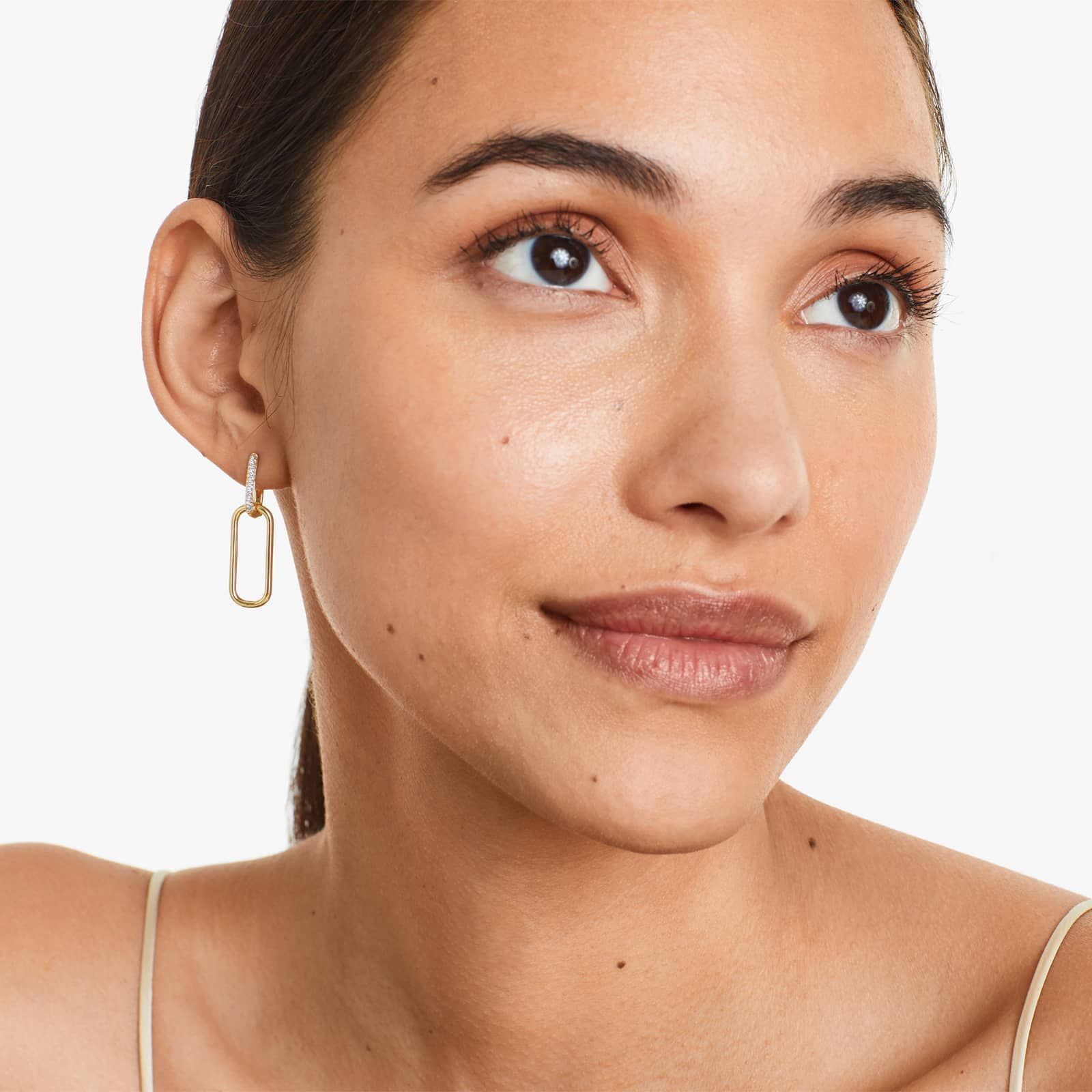 14K Yellow Gold Link Pavé Diamond Drop Earrings