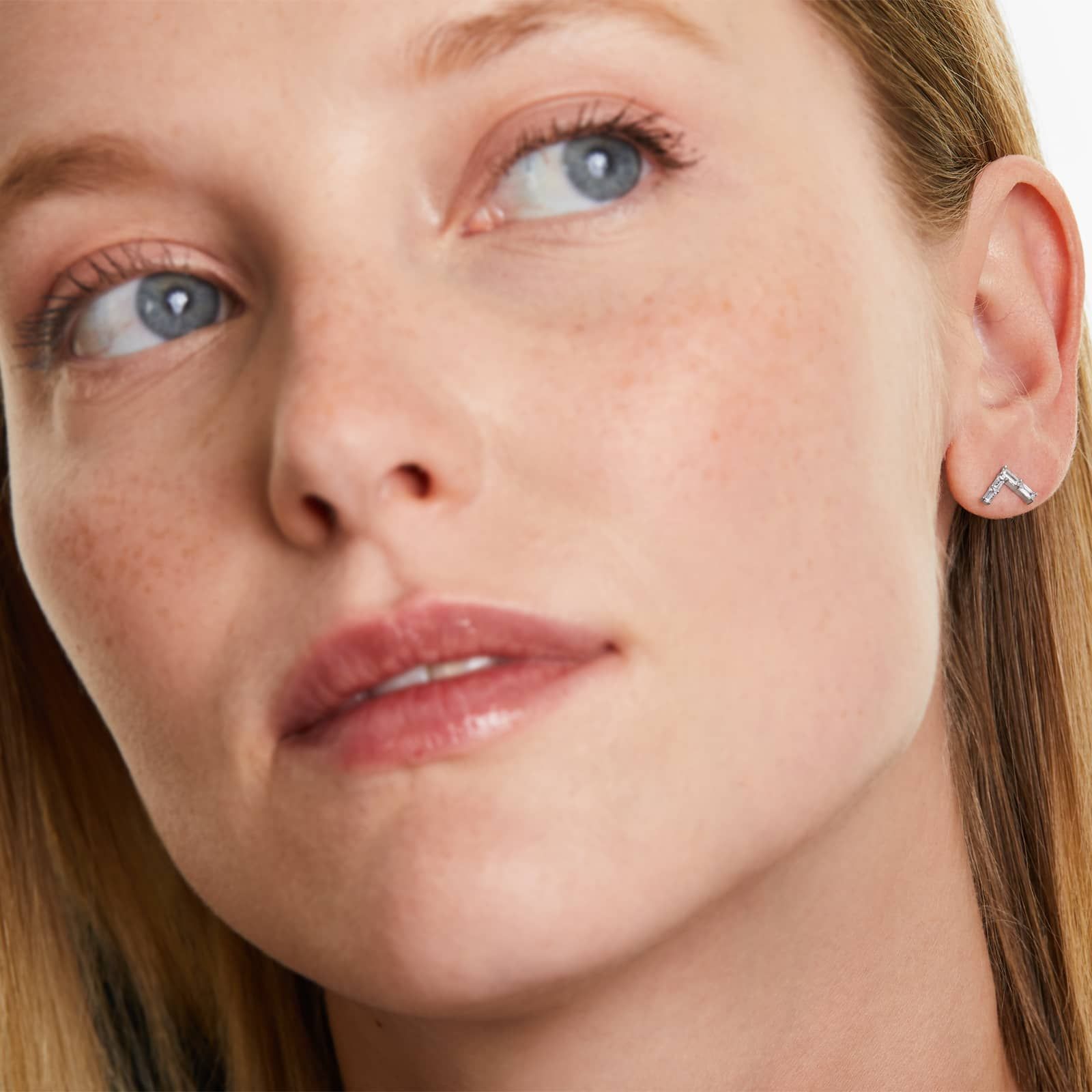 Chevron Diamond Earrings In 14K White Gold