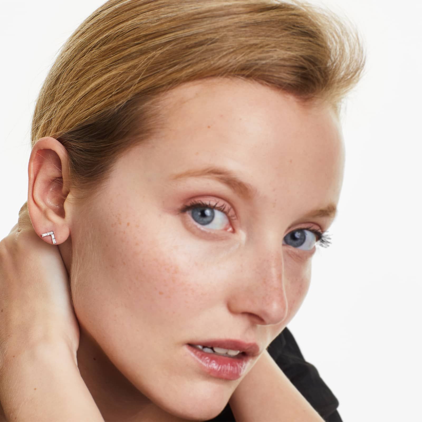 Chevron Diamond Earrings In 14K White Gold