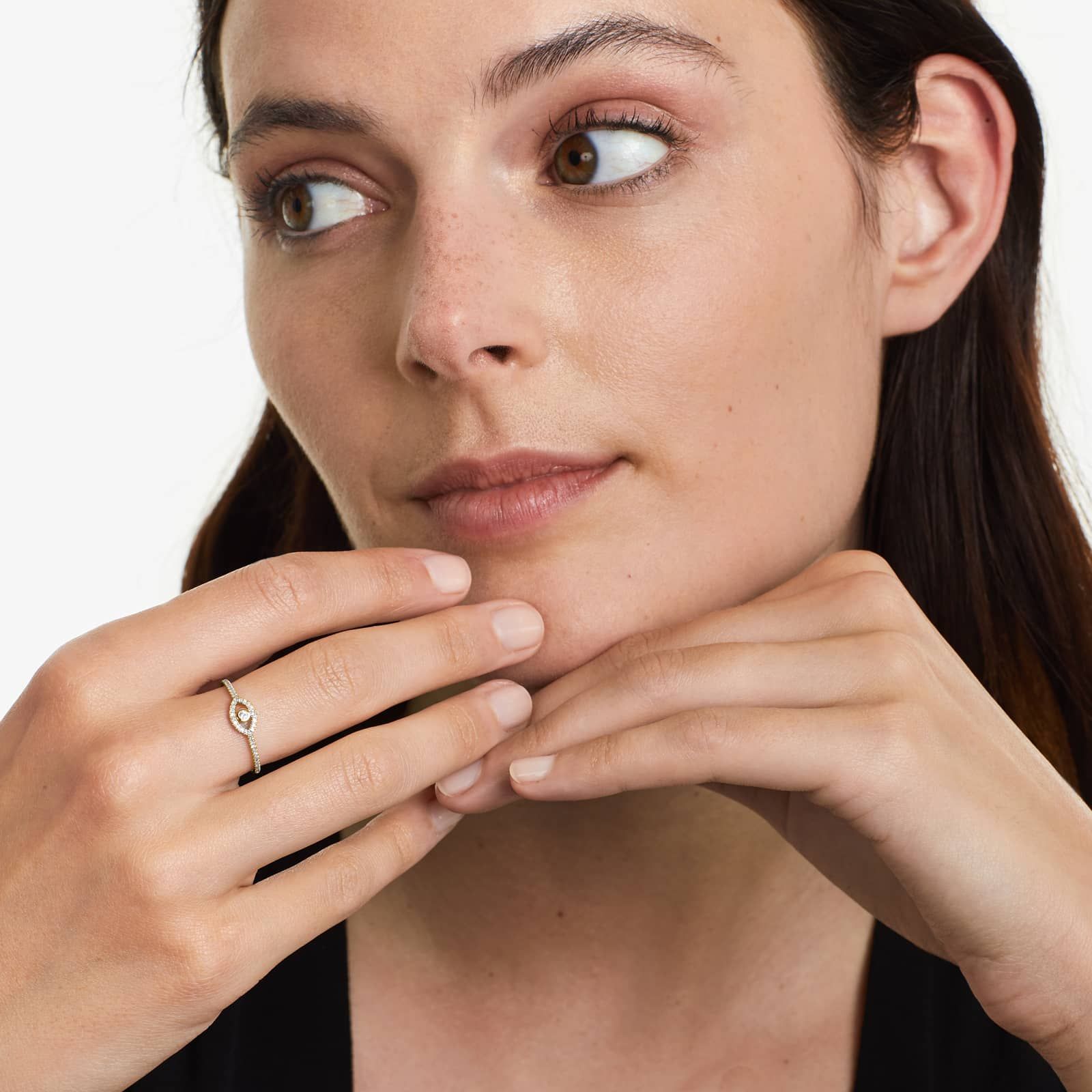 Evil Eye Diamond Ring In 14K Yellow Gold