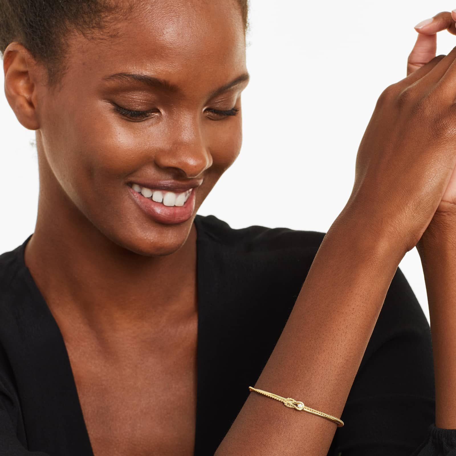 Infinity Rope Cuff Diamond Bracelet In 14K Yellow Gold