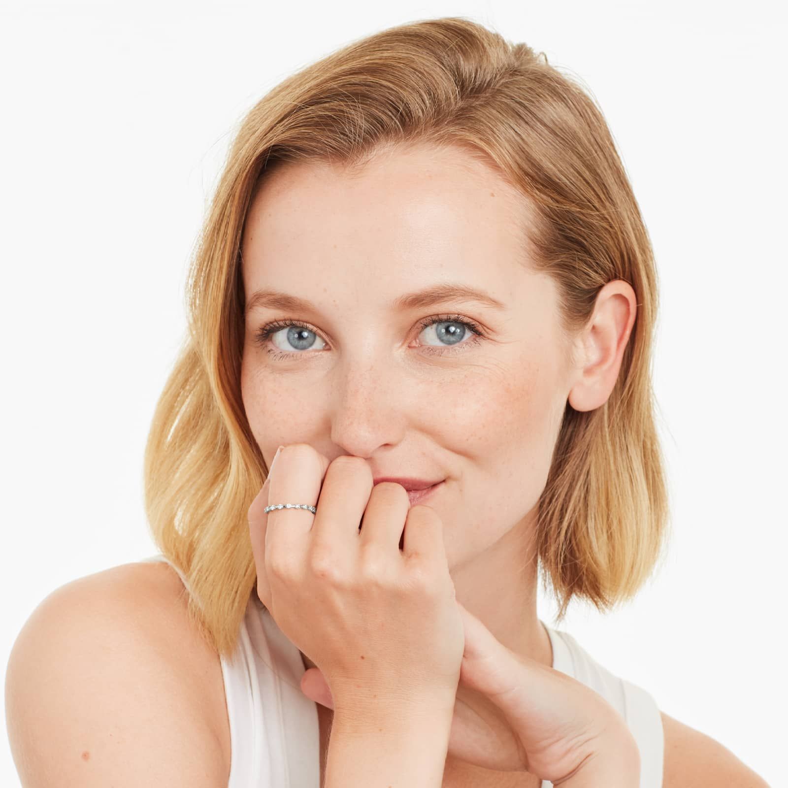 Wire Diamond Ring In 14K White Gold