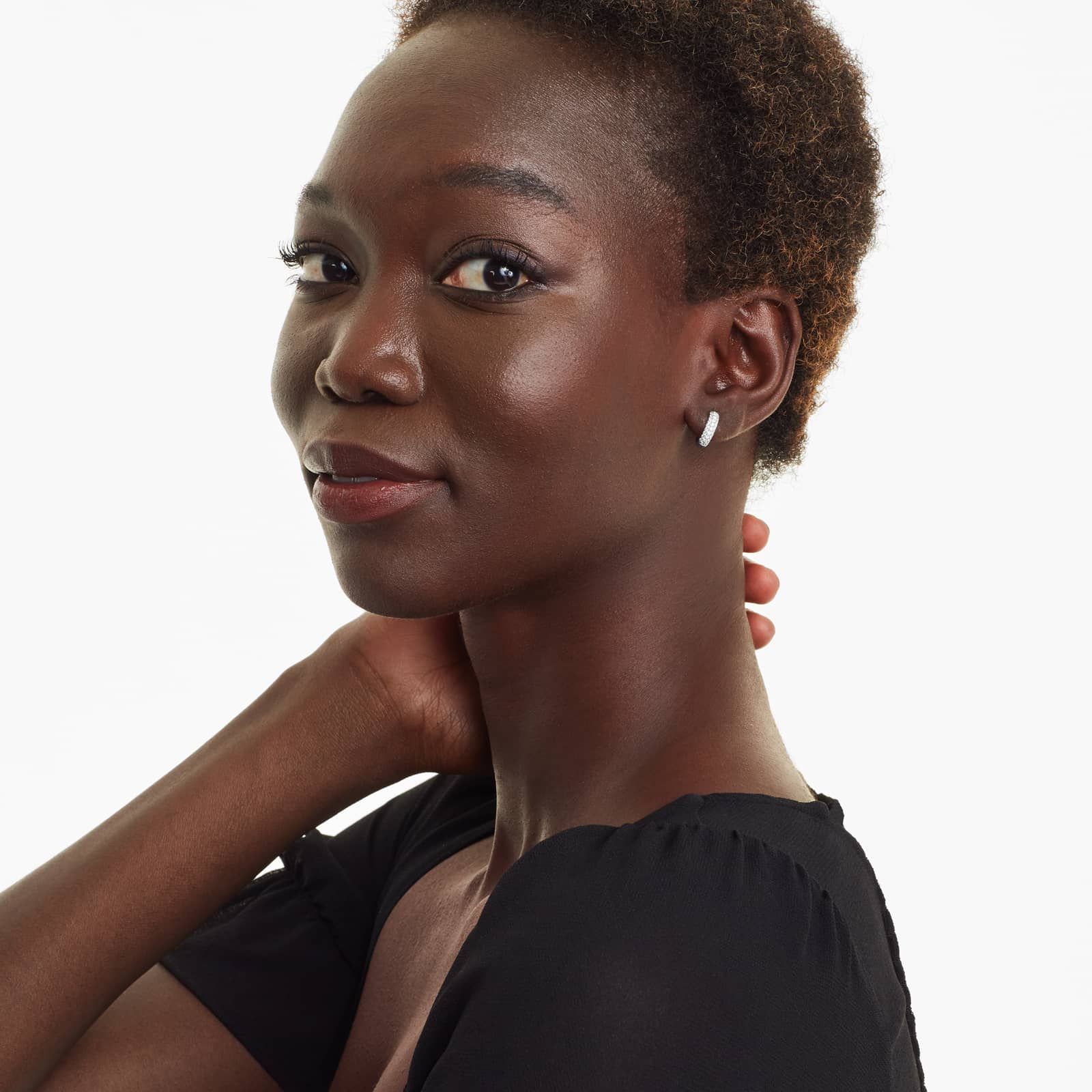 Triple Row Diamond Hoop Earrings With 0.5 CTW Diamonds In 14K White Gold