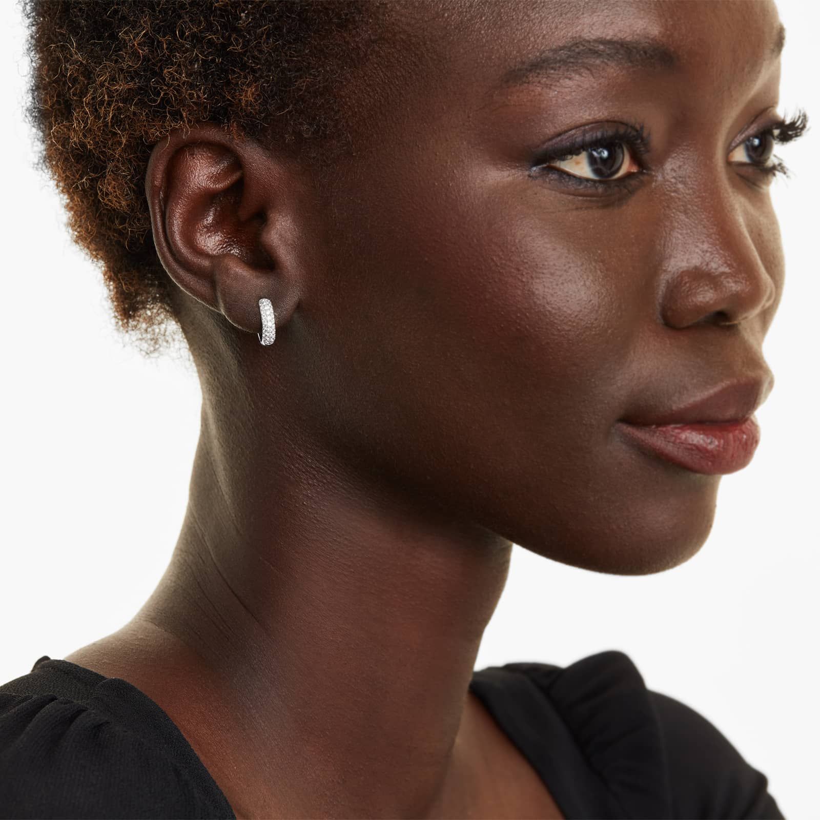 Triple Row Diamond Hoop Earrings With 0.5 CTW Diamonds In 14K White Gold