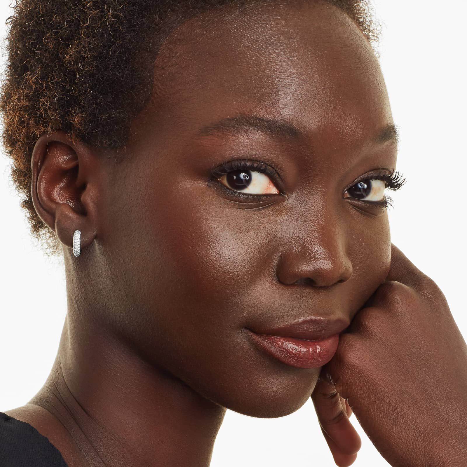 Triple Row Diamond Hoop Earrings With 0.5 CTW Diamonds In 14K White Gold