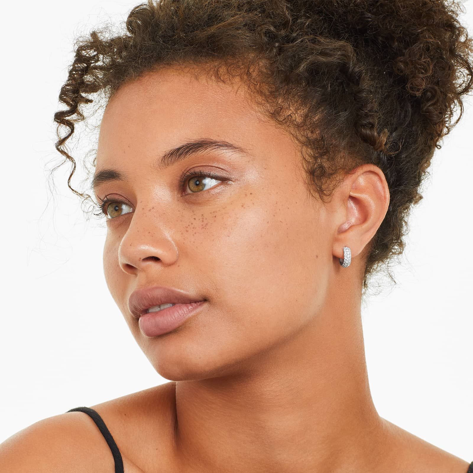 Triple Row Diamond Hoop Earrings With 1 CTW Diamonds In 14K White Gold