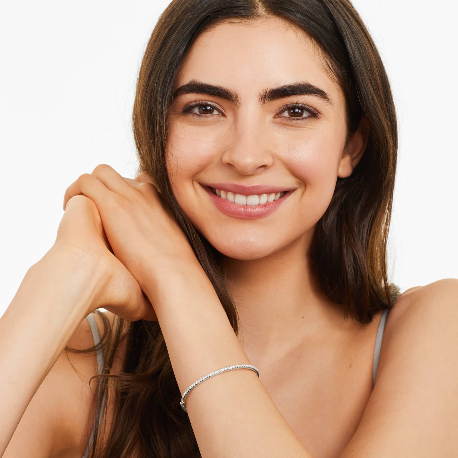 Single Row Bangle Diamond Bracelet In 14K White Gold