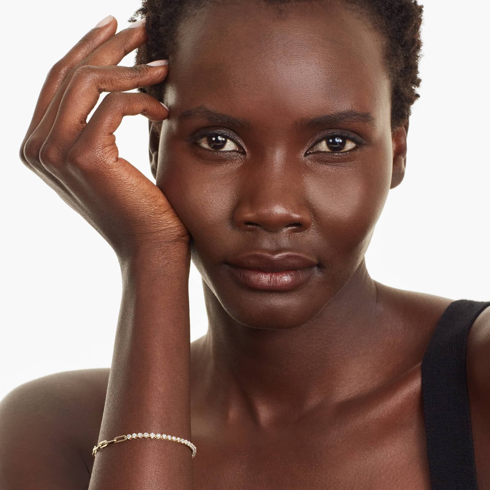 Paperclip And Diamond Tennis Bracelet In 14K Yellow Gold