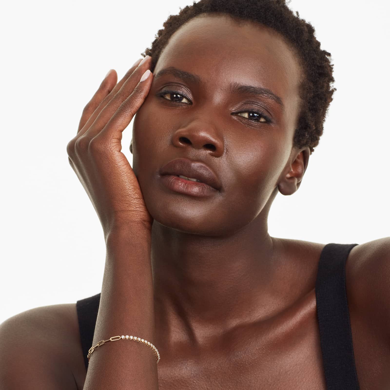 Paperclip And Diamond Tennis Bracelet In 14K Yellow Gold