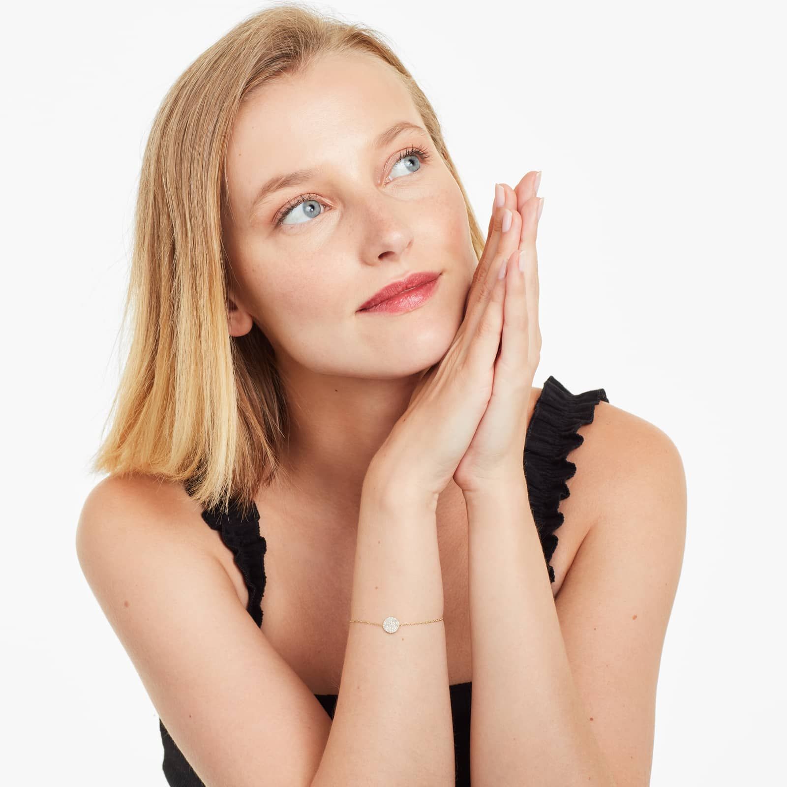 Disc And Chain Diamond Bracelet In 14K Yellow Gold