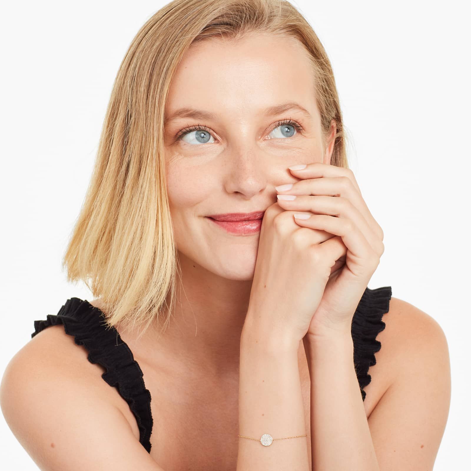 Disc And Chain Diamond Bracelet In 14K Yellow Gold