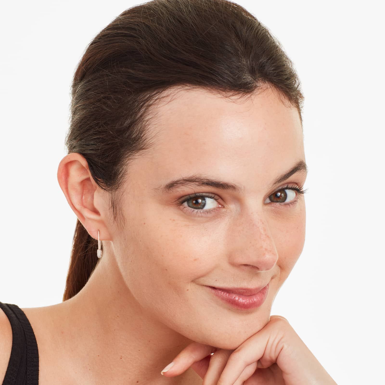 Diamond Pin Earrings In 14K Rose Gold