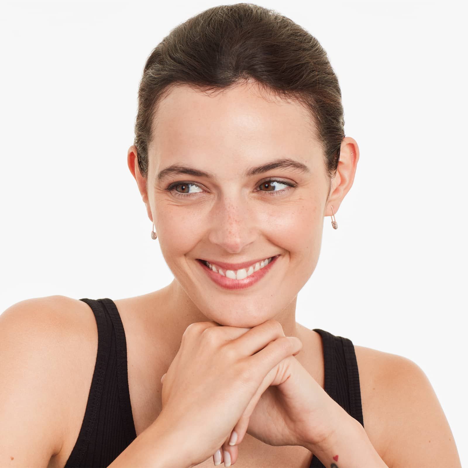 Diamond Pin Earrings In 14K Rose Gold