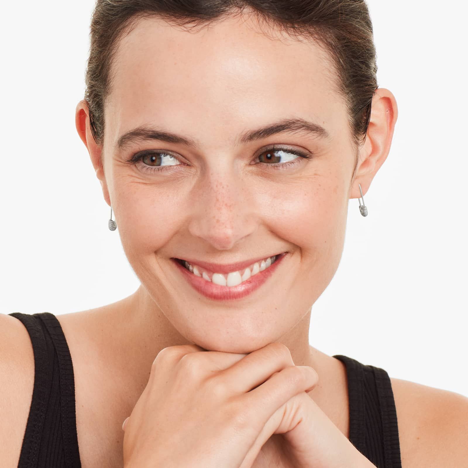 Diamond Pin Earrings In 14K White Gold