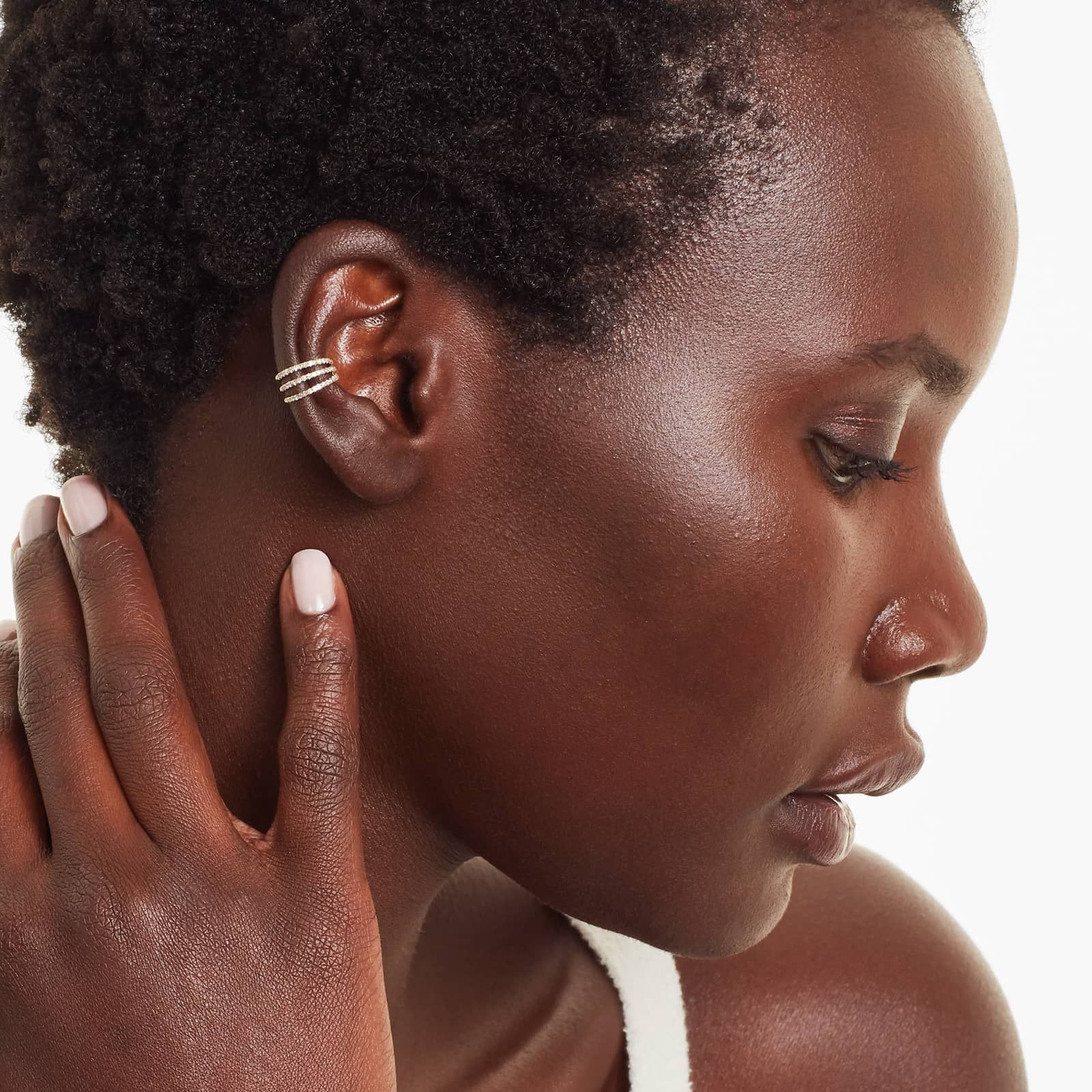 14K Yellow Gold Triple Diamond Ear Cuff