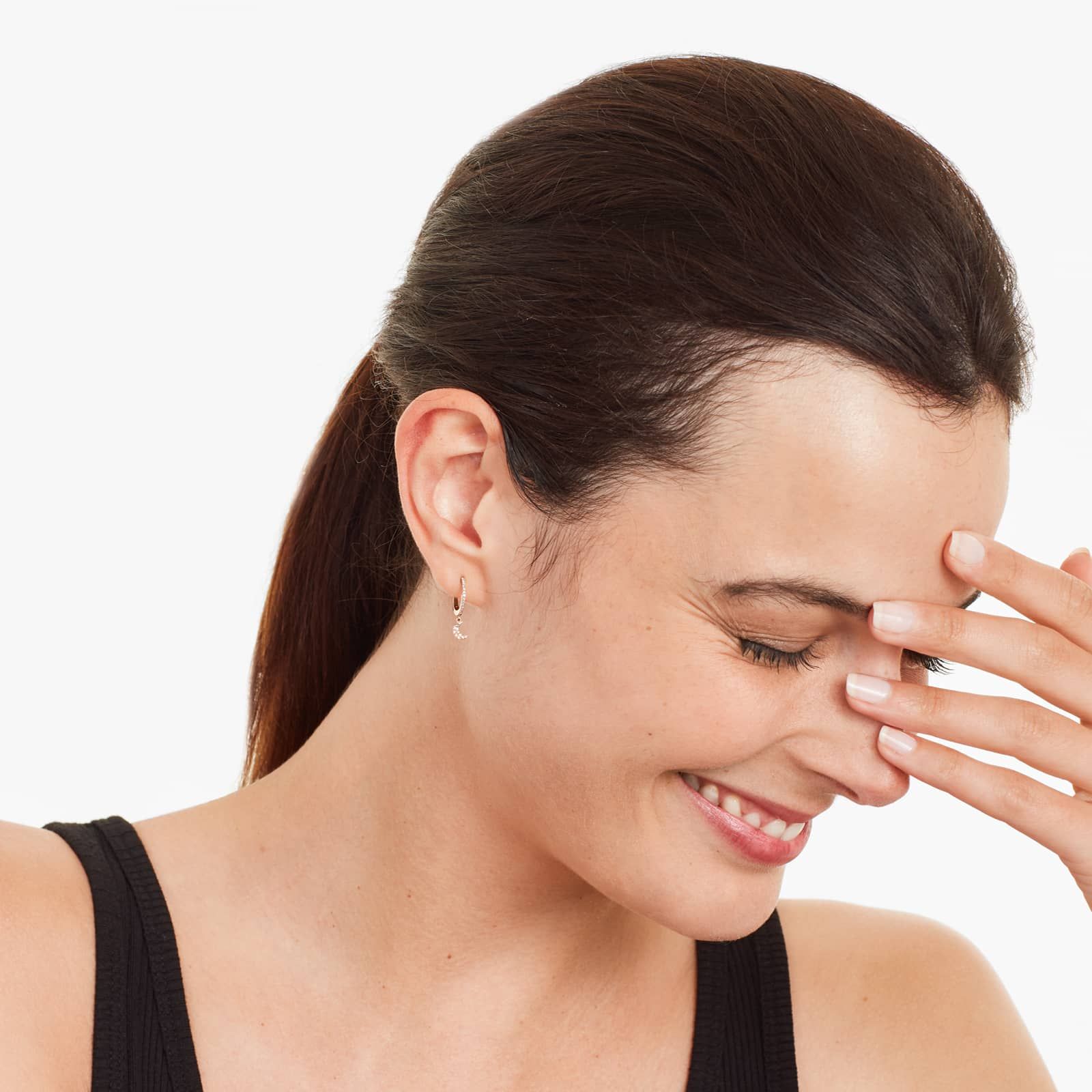 Dangling Star And Moon Diamond Huggie Hoop Earrings In 14K Rose Gold