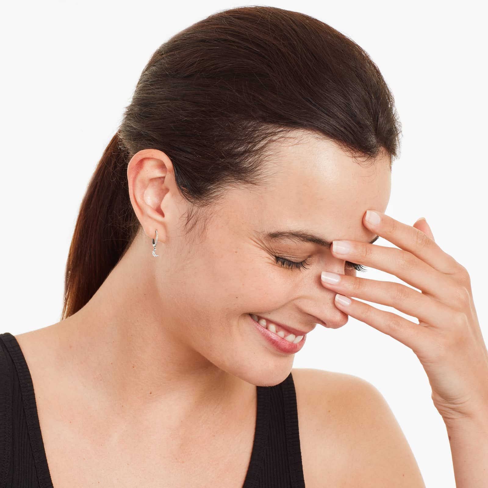 Dangling Star And Moon Diamond Huggie Hoop Earrings In 14K White Gold