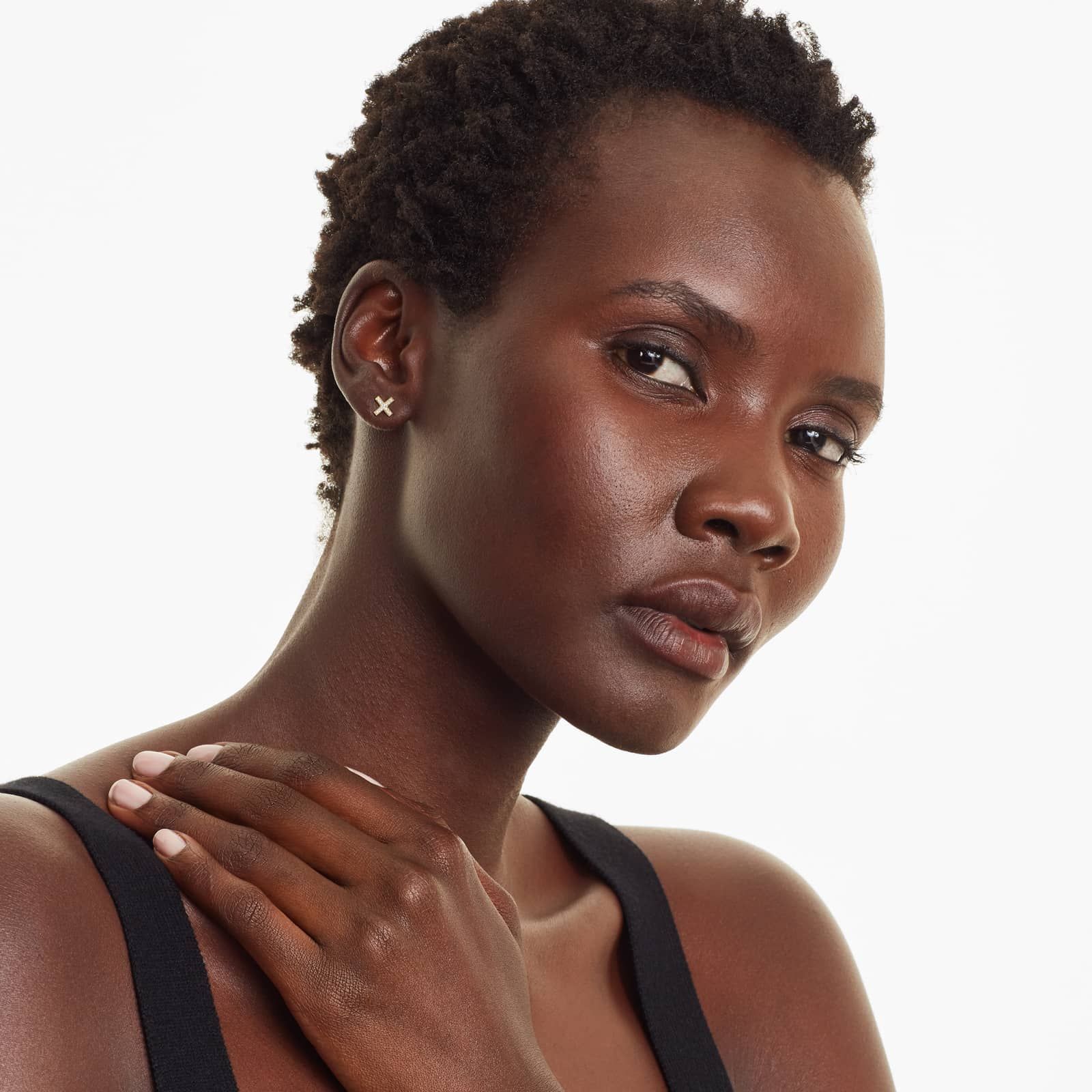 XO Diamond Stud Earrings In 14K Yellow Gold