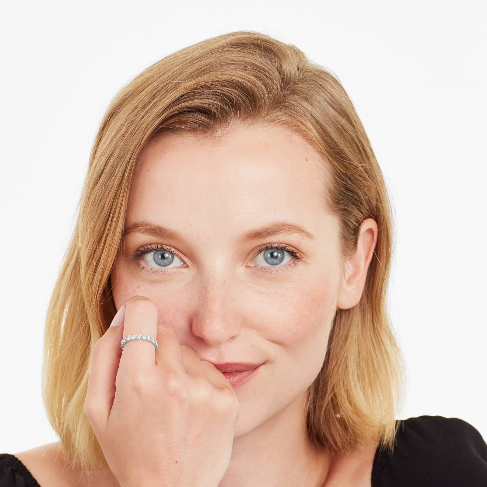 Embellished Milgrain Diamond Eternity Ring In 14K White Gold