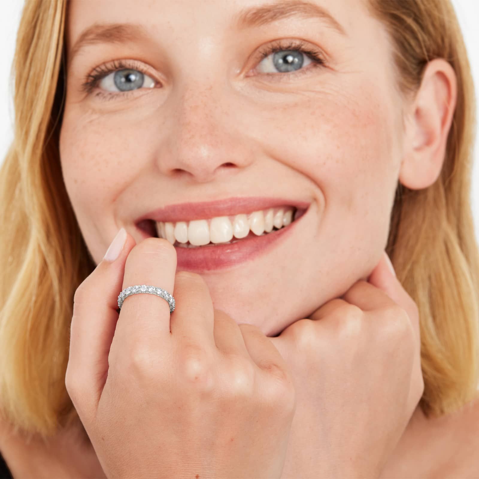 Embellished Milgrain Diamond Eternity Ring In 14K White Gold