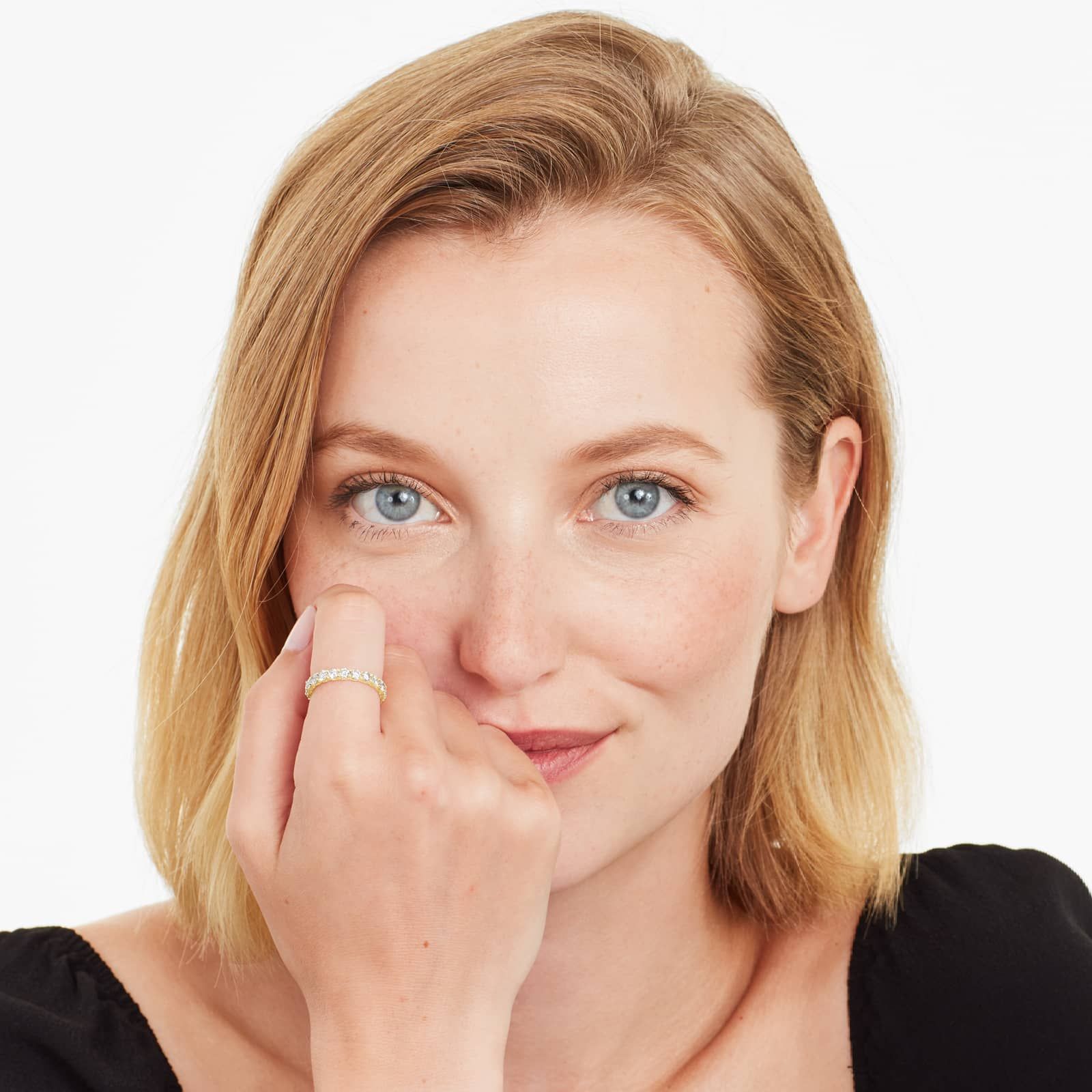 Embellished Milgrain Diamond Eternity Ring In 14K Yellow Gold