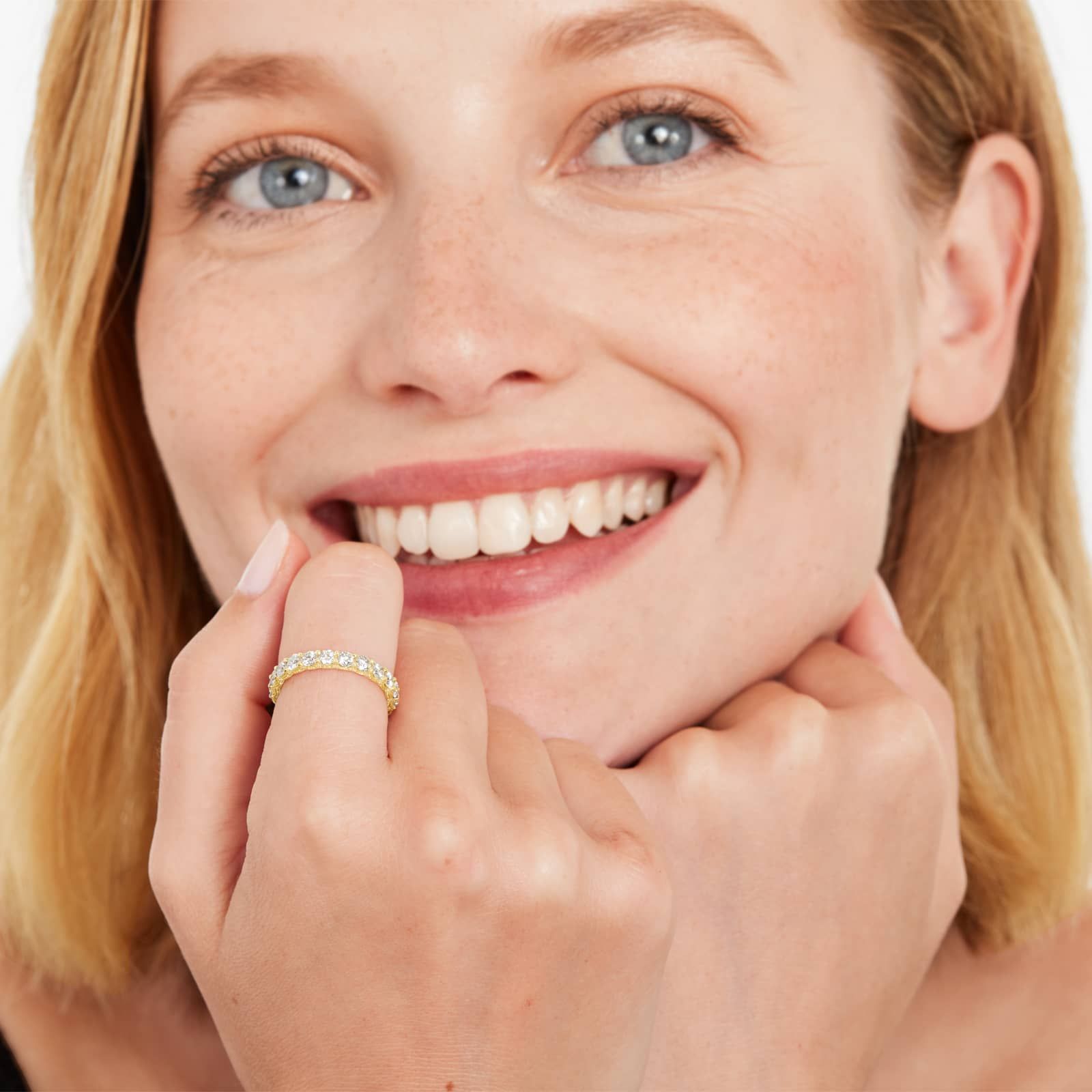 Embellished Milgrain Diamond Eternity Ring In 14K Yellow Gold