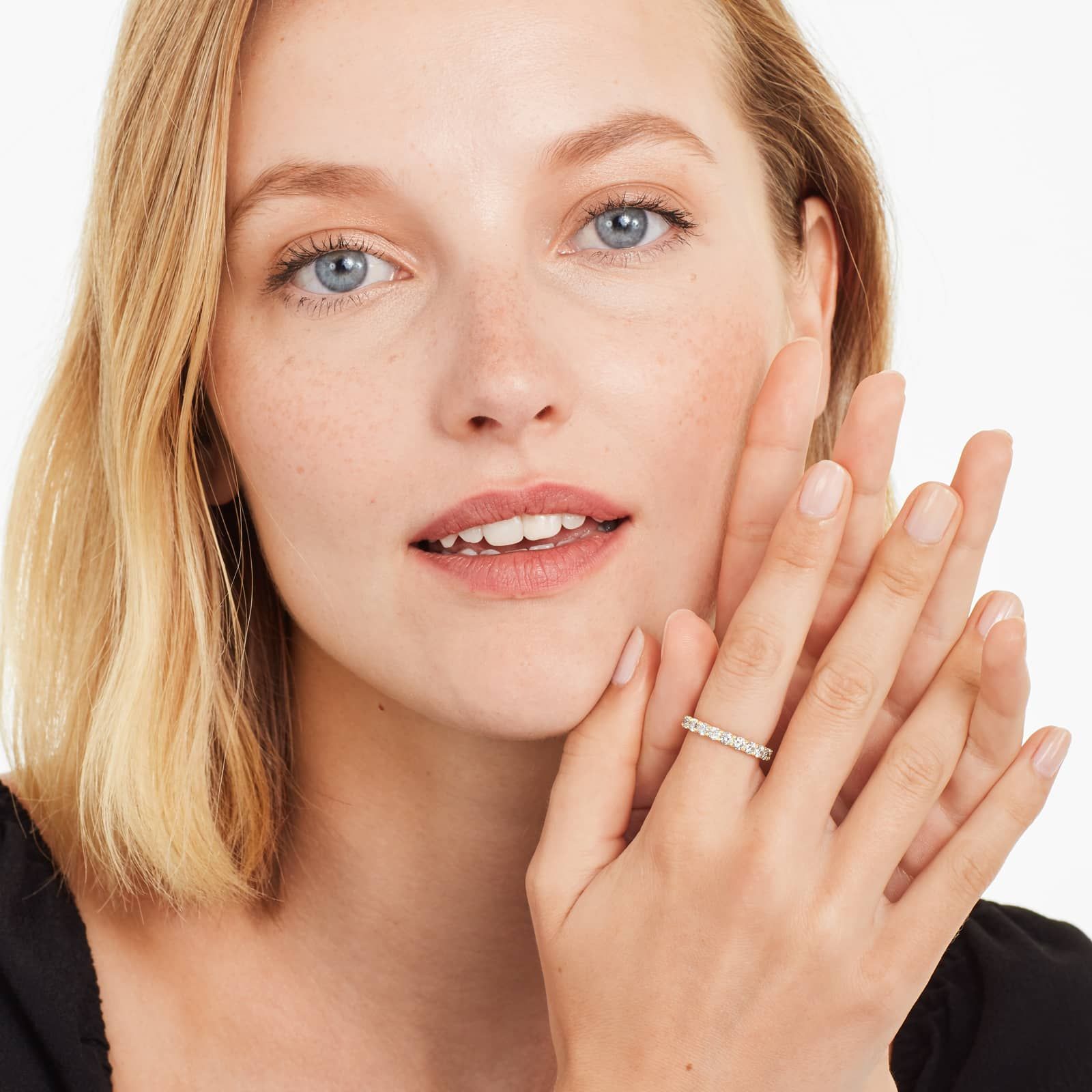 Embellished Milgrain Diamond Eternity Ring In 14K Yellow Gold