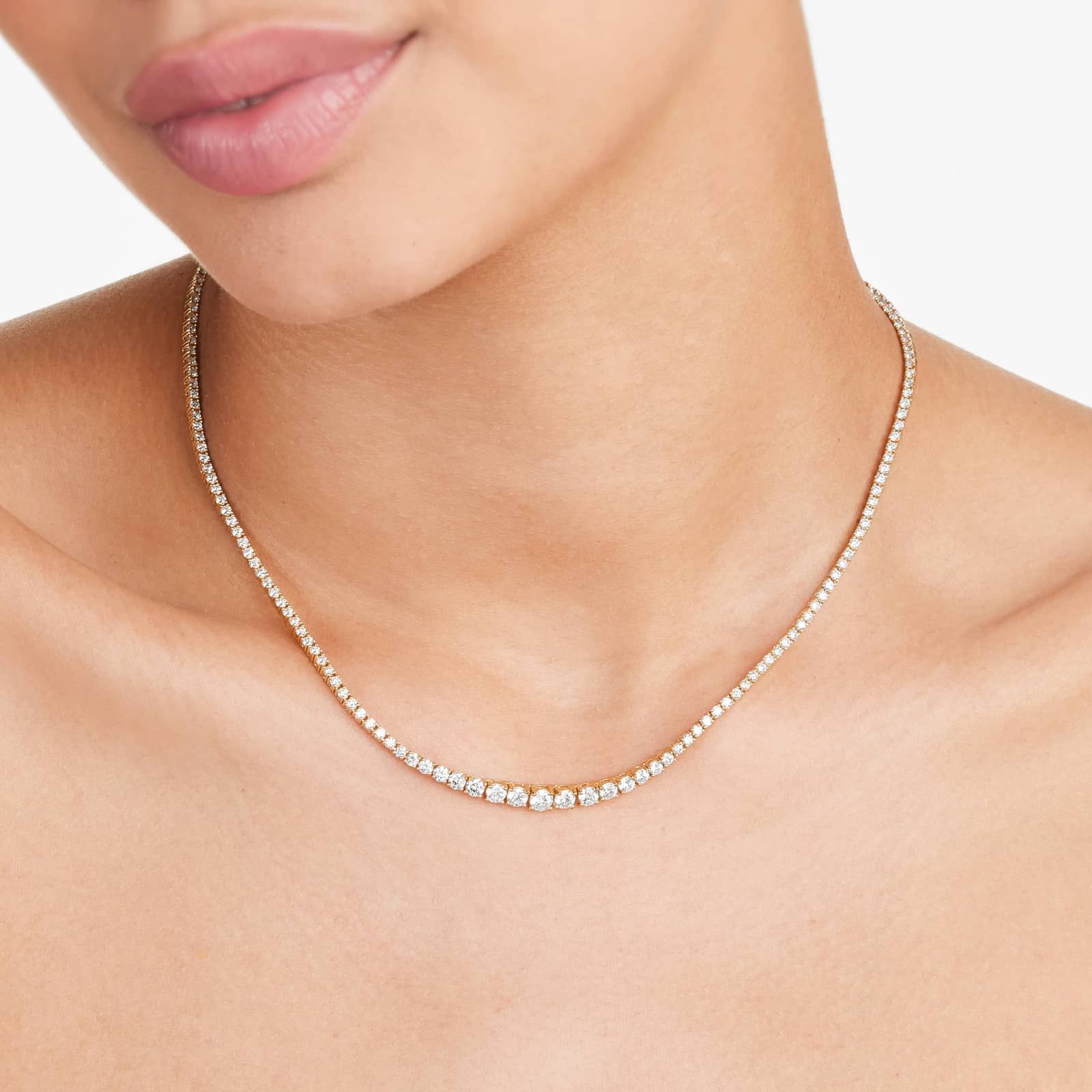 14K Yellow Gold Riviera Tennis Necklace (7.00 CTW)