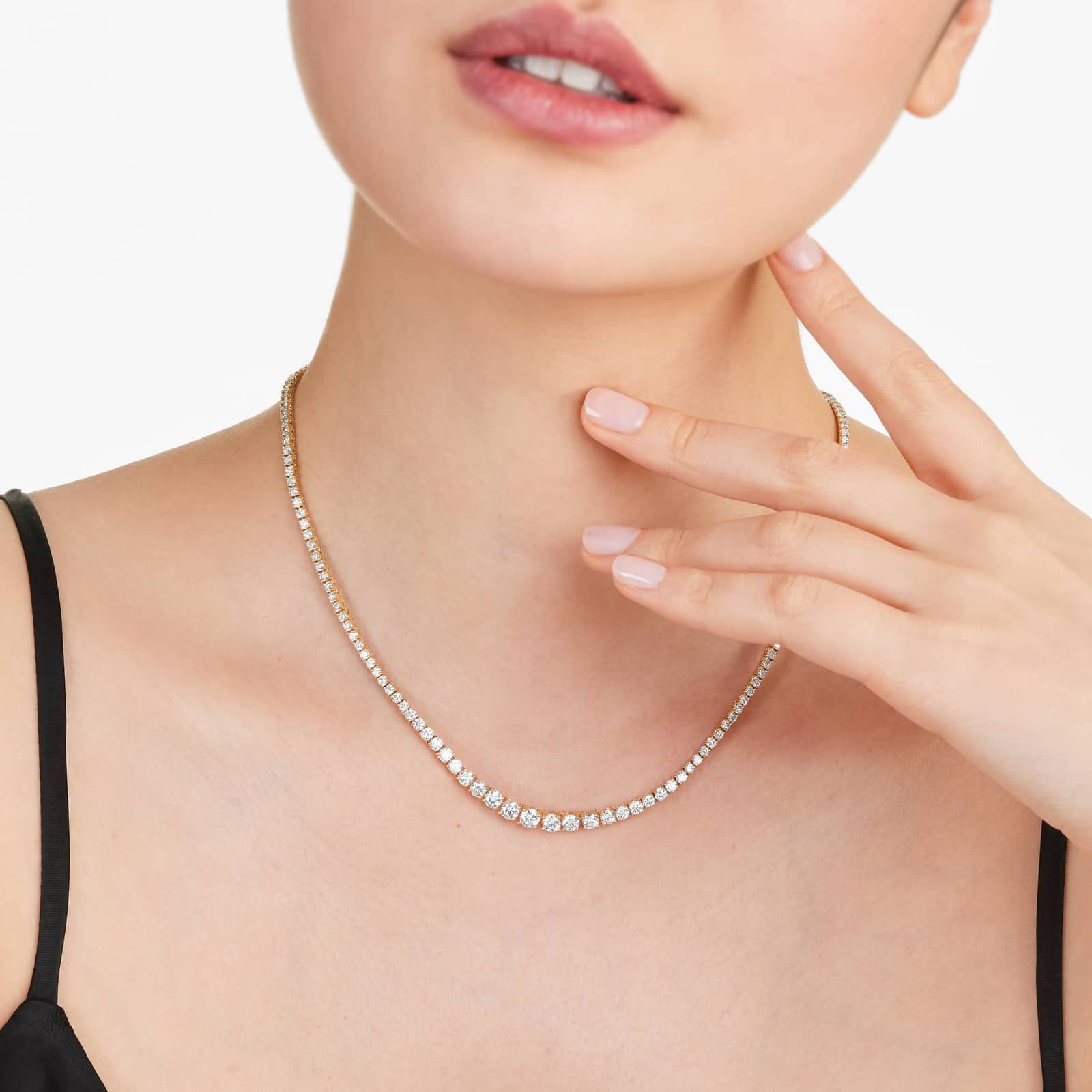 14K Yellow Gold Riviera Tennis Necklace (9.00 CTW)