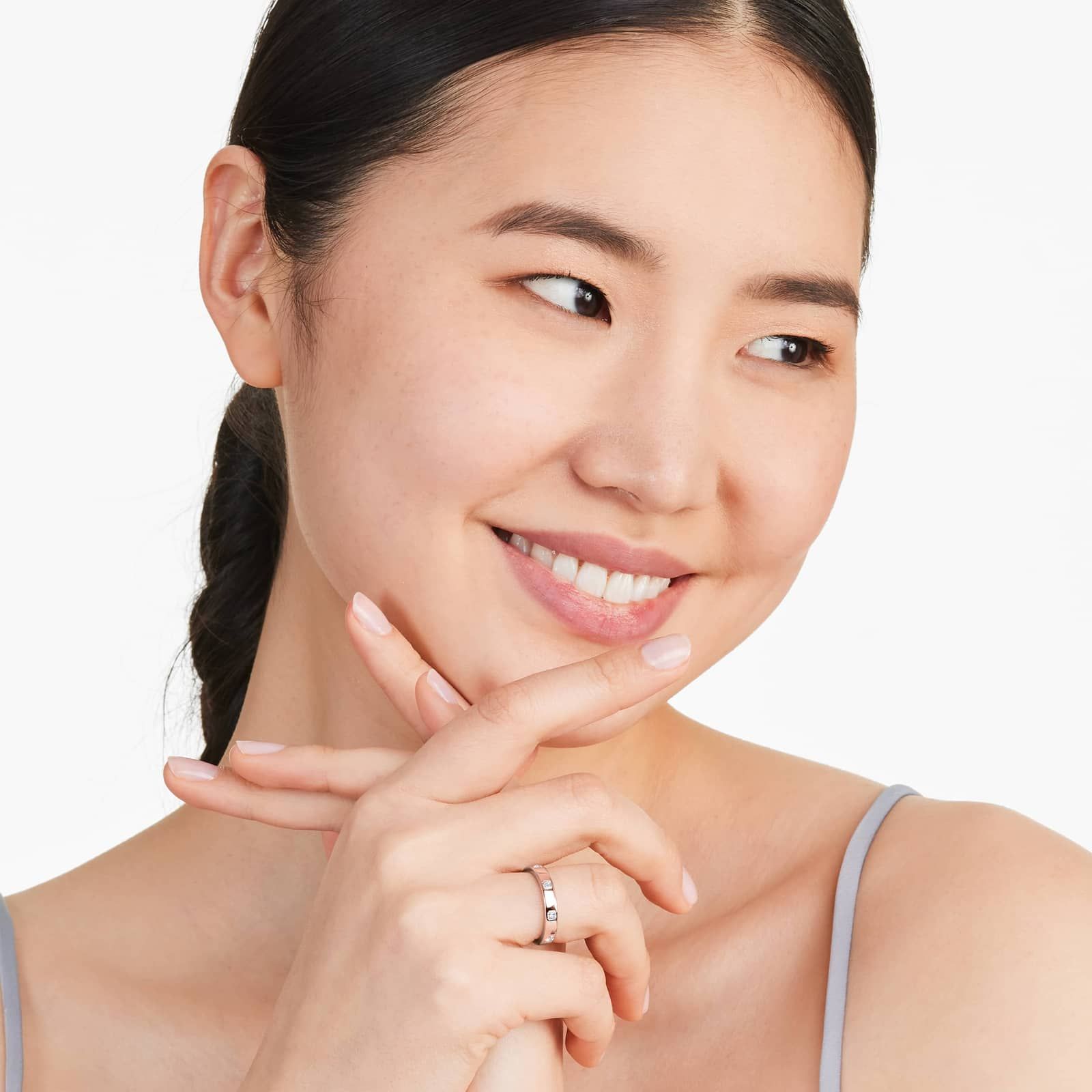 Asscher Cut Bezel Set Diamond Ring In 14K Rose Gold