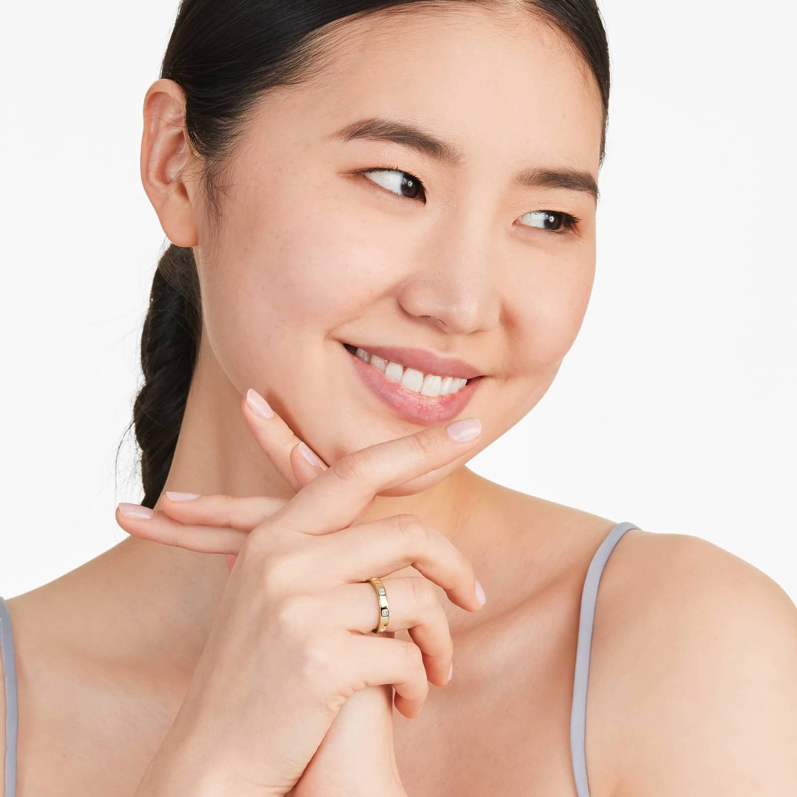 Asscher Cut Bezel Set Diamond Ring In 14K Yellow Gold