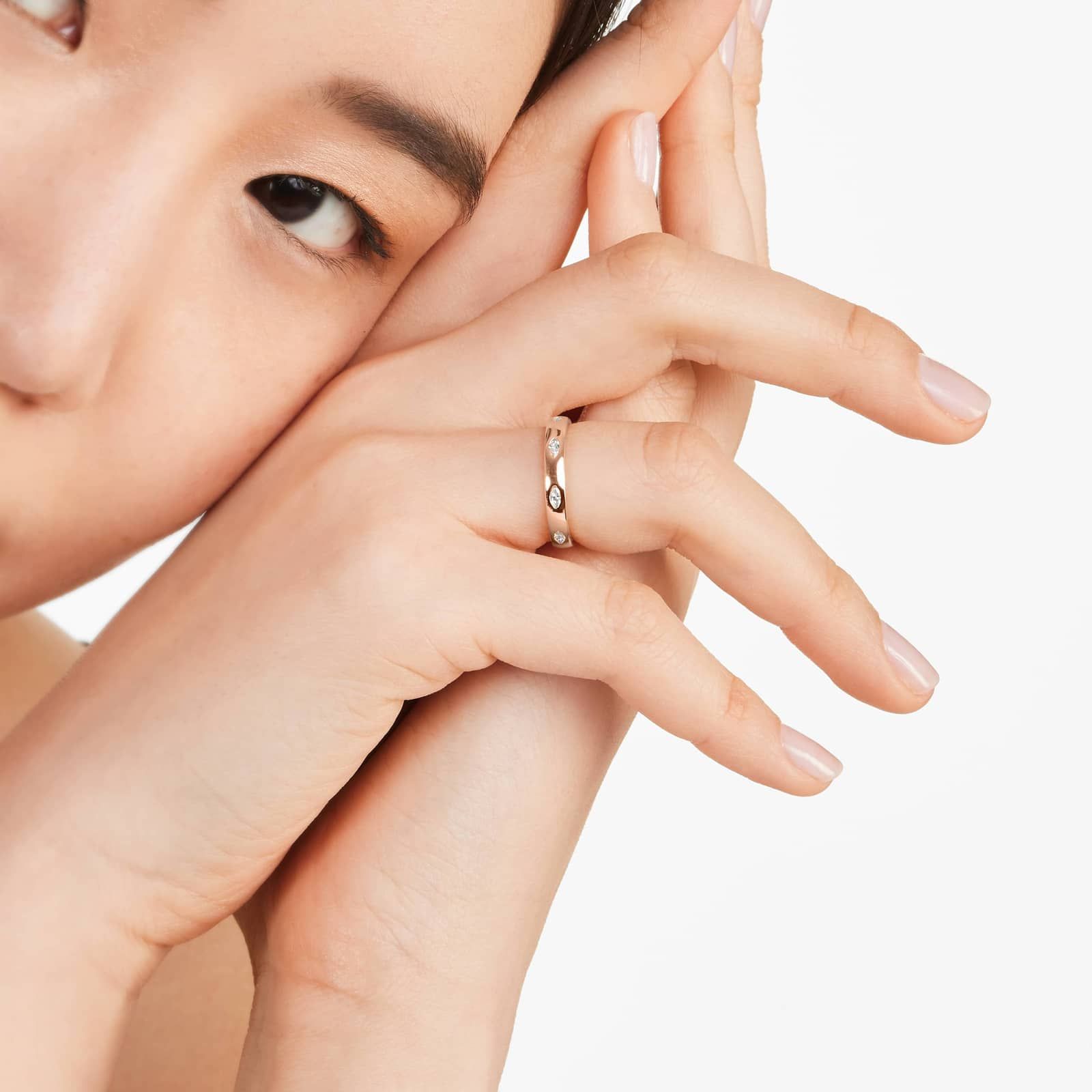 Marquise Cut Bezel Set Diamond Ring In 14K Rose Gold