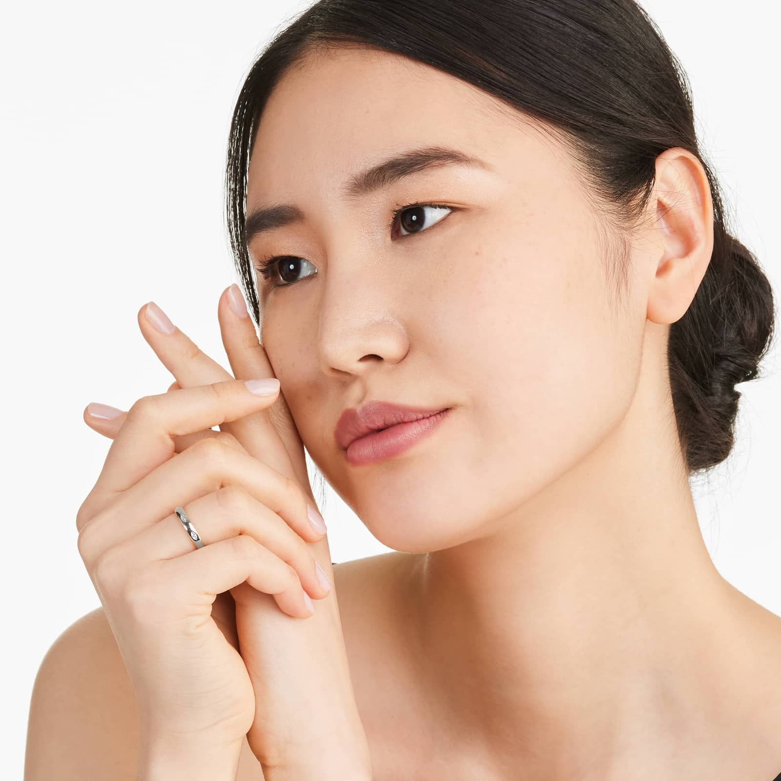 Marquise Cut Bezel Set Diamond Ring In 14K White Gold