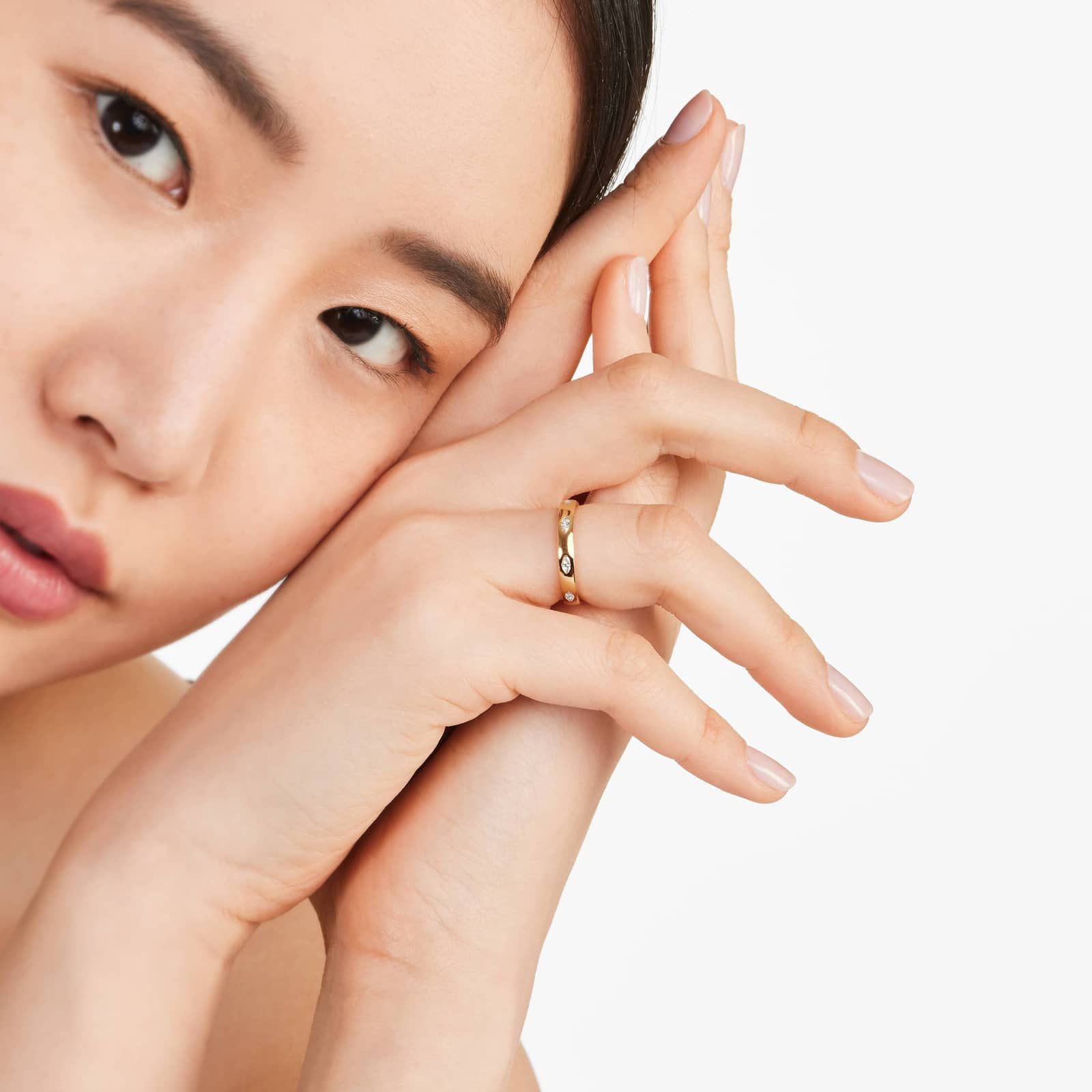 Marquise Cut Bezel Set Diamond Ring In 14K Yellow Gold