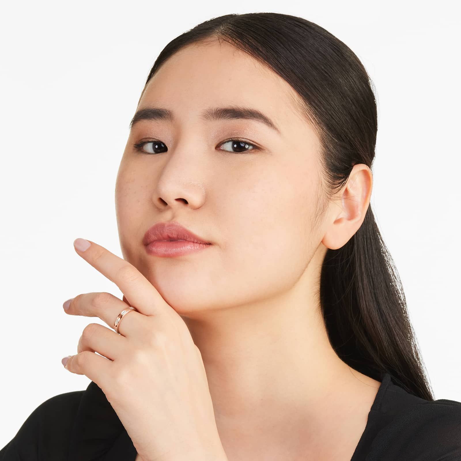 Emerald Cut Bezel Set Diamond Ring In 14K Rose Gold