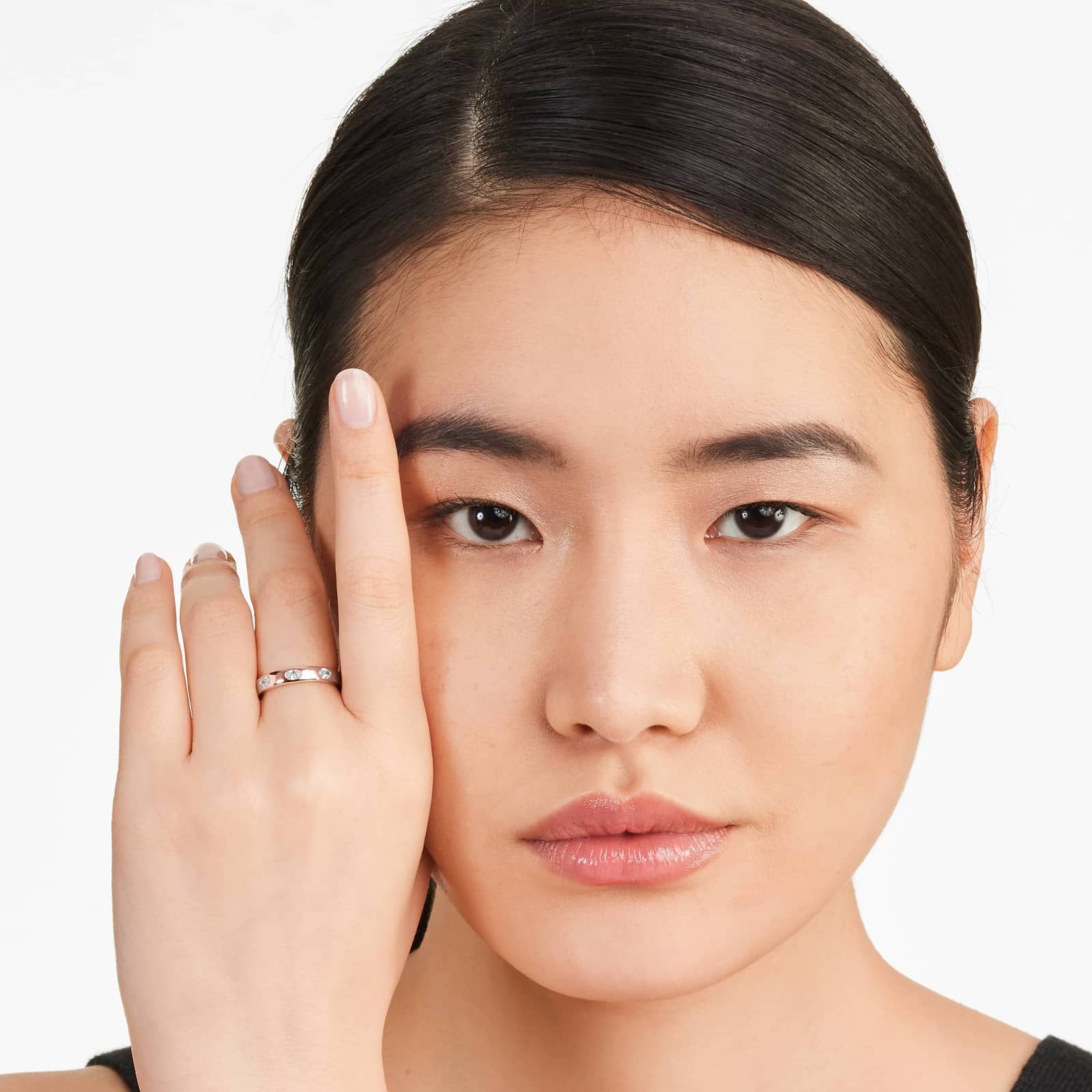 Oval Cut Bezel Set Diamond Ring In 14K Rose Gold