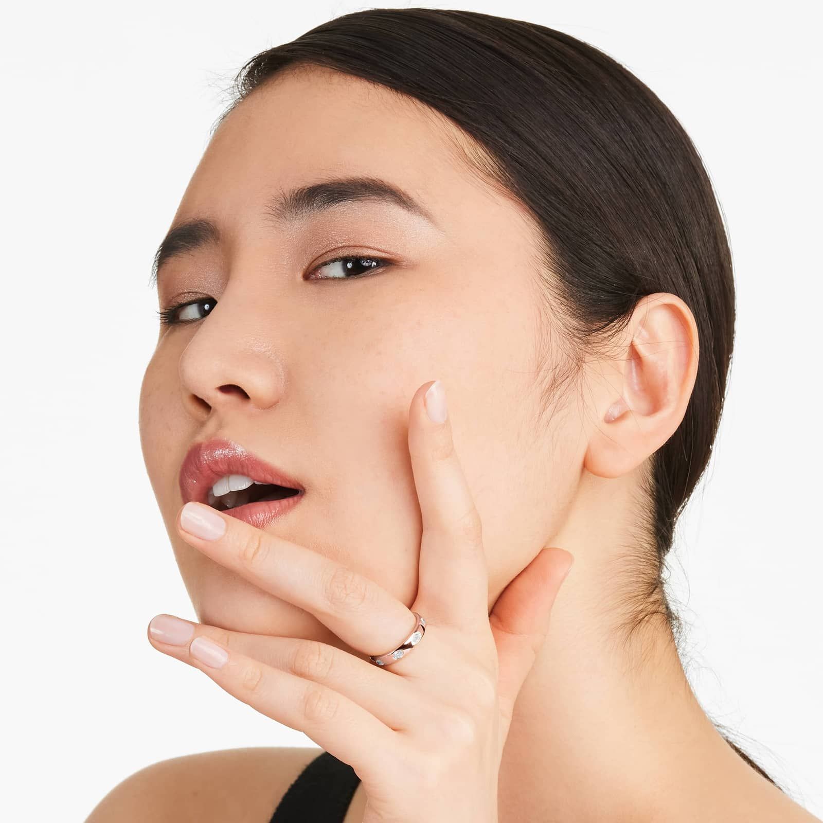 Oval Cut Bezel Set Diamond Ring In 14K Rose Gold