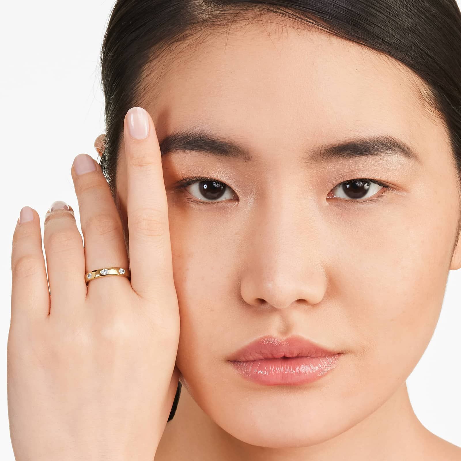 Oval Cut Bezel Set Diamond Ring In 14K Yellow Gold