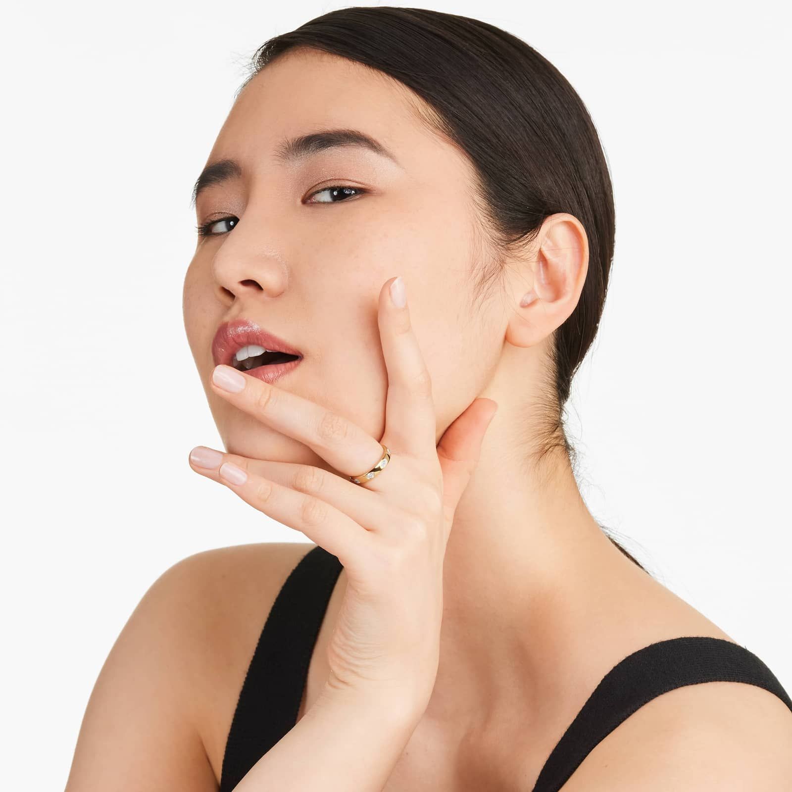 Oval Cut Bezel Set Diamond Ring In 14K Yellow Gold